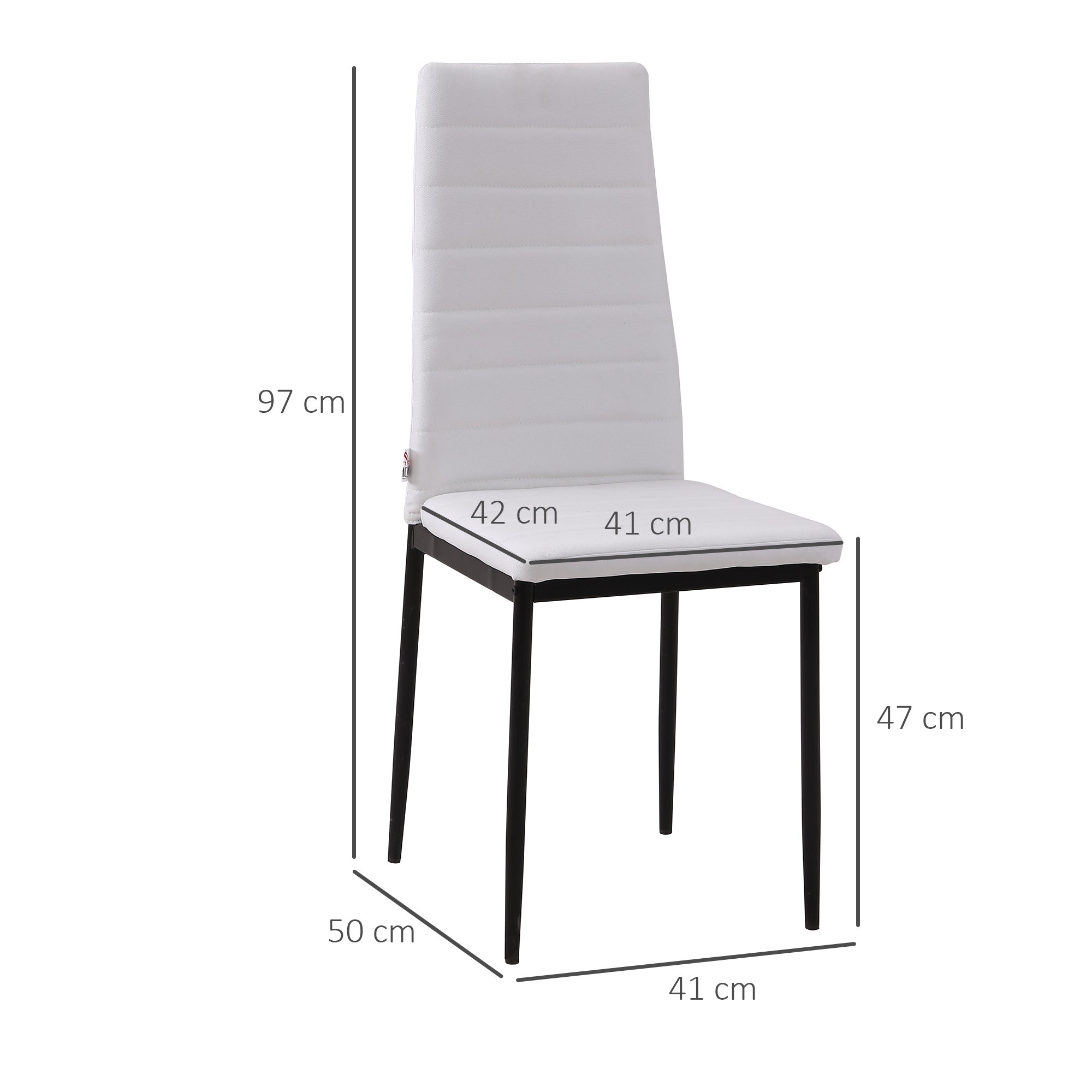 EasyComfort Set 4 Sedie per Soggiorno Imbottite in Tessuto, Sedie Sala da Pranzo Moderne with Gambe in Metallo, Capacità 120 kg, white