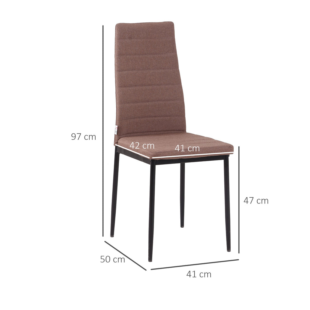 Easycomfort Set 4 Sedie Imbottite per Soggiorno o Sala da Pranzo, Sedie da Cucina Moderne, in Metallo e Tessuto Cachi