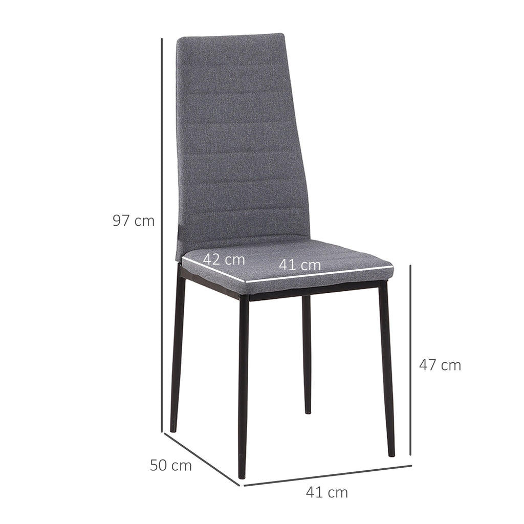 EasyComfort Set 4 Sedie per Soggiorno Imbottite in Tessuto, Sedie Sala da Pranzo Moderne with Gambe in Metallo, Capacità 120 kg, Grigio