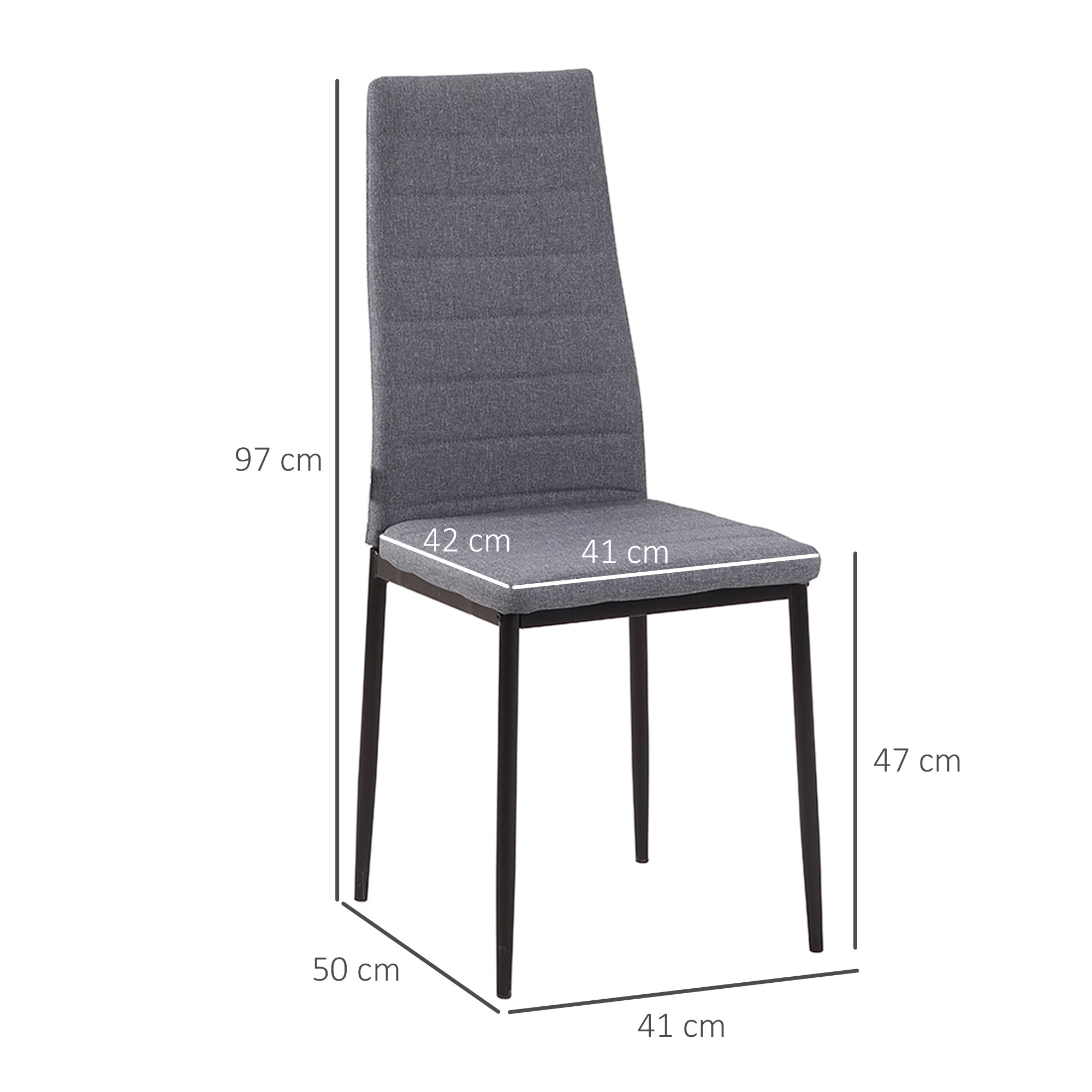 EasyComfort Set 4 Sedie per Soggiorno Imbottite in Tessuto, Sedie Sala da Pranzo Moderne with Gambe in Metallo, Capacità 120 kg, Grigio