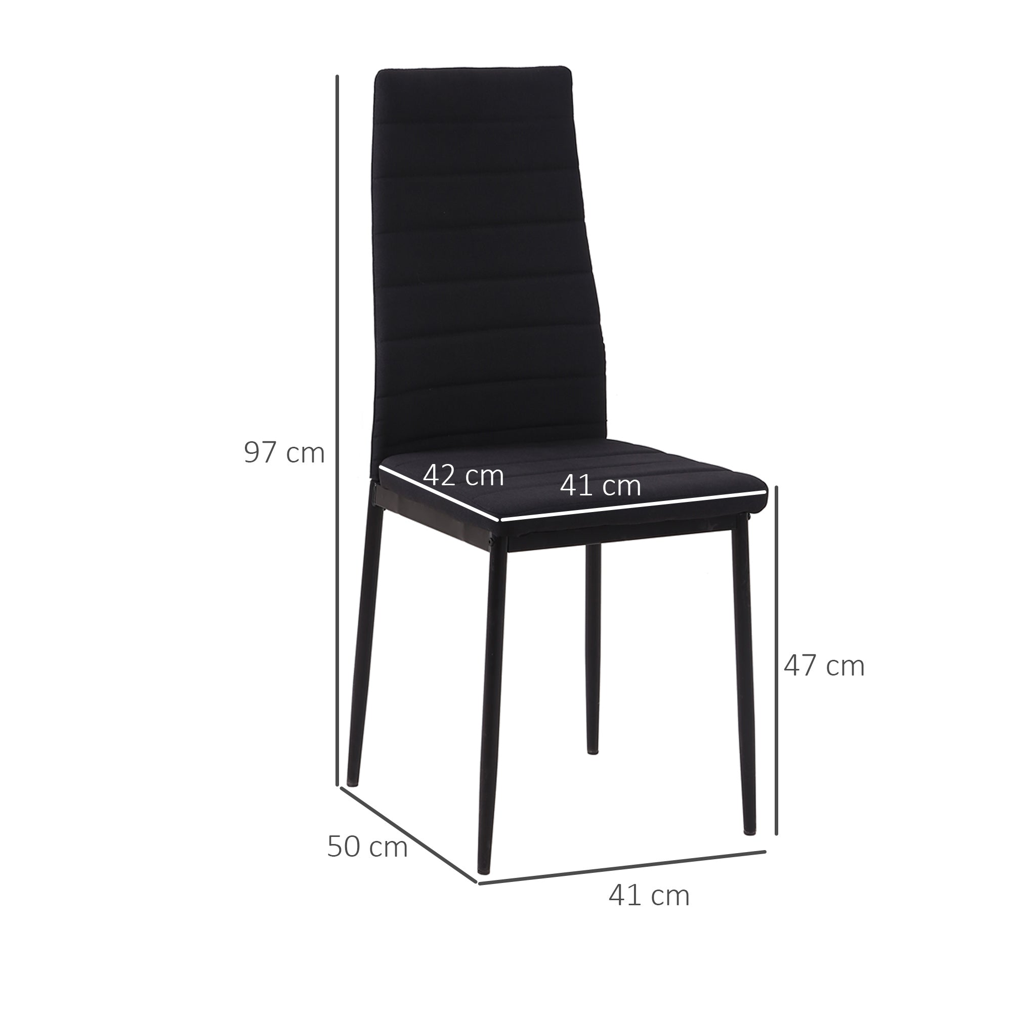 Easycomfort Set 4 Sedie Imbottite per Soggiorno o Sala da Pranzo, Sedie da Cucina Moderne, in Metallo e Tessuto black