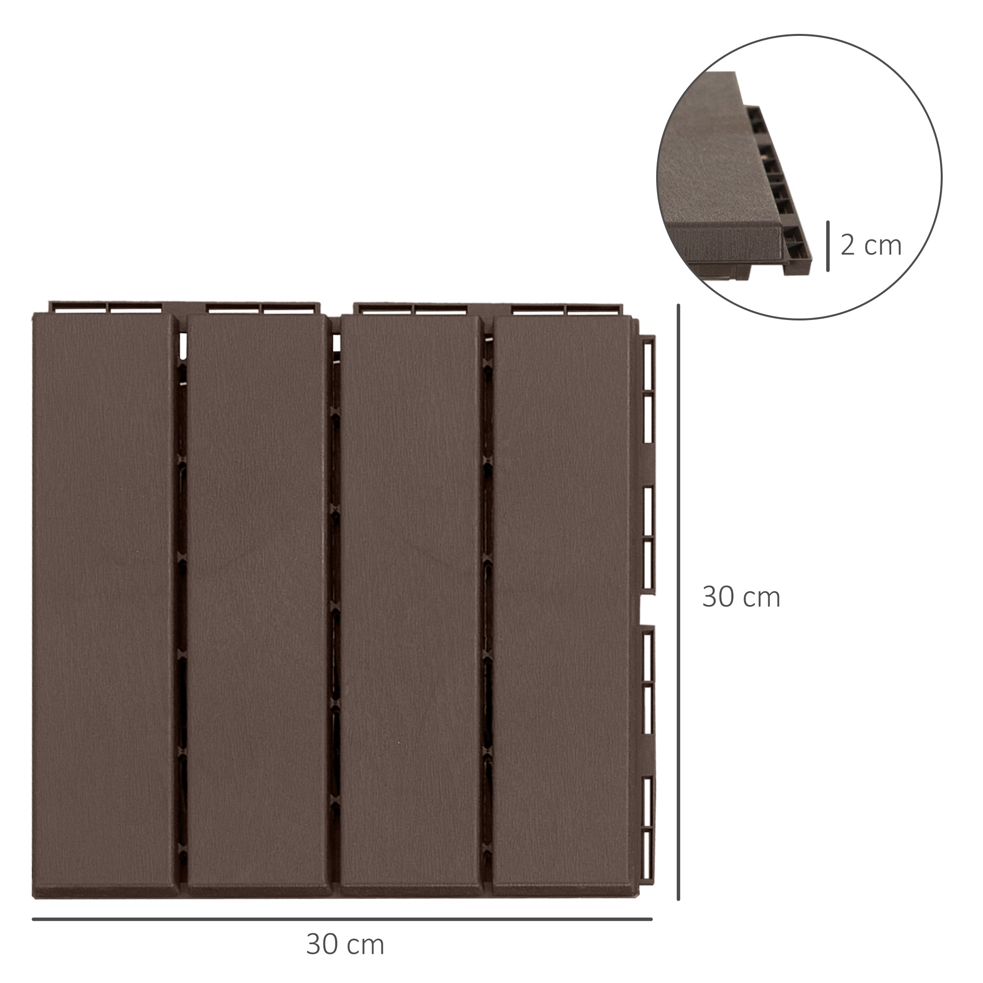 EasyComfort Set van 9 kliktegels Buitentegels 30 x 30 x 2cm — 0.81 m2