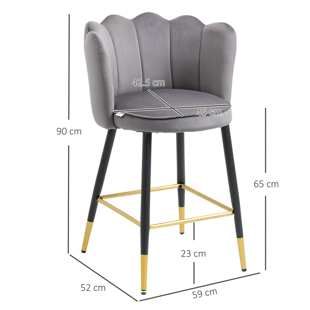 EasyComfort Set van 2 barkrukken fluweel 59x52x90 cm