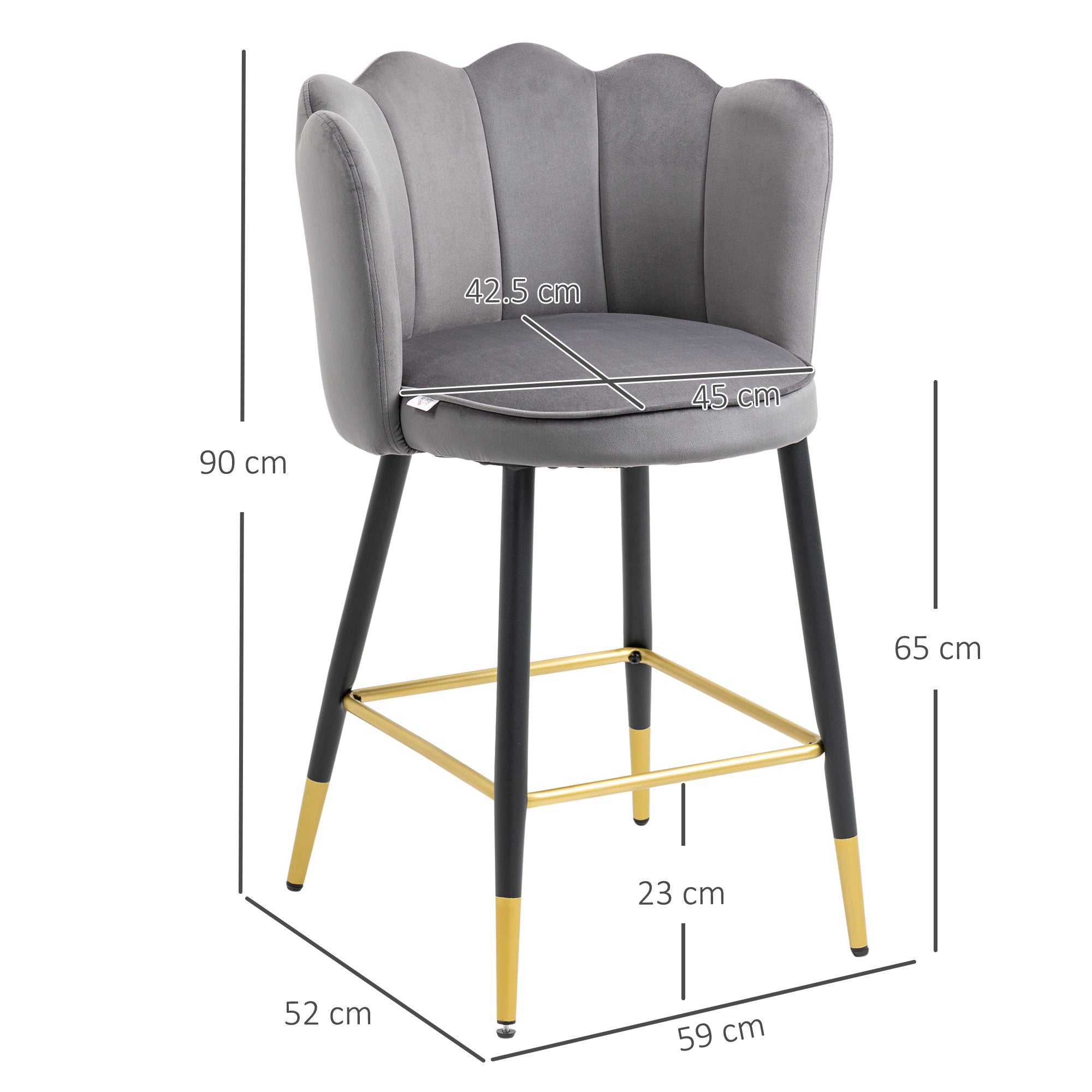 EasyComfort Set van 2 barkrukken fluweel 59x52x90 cm