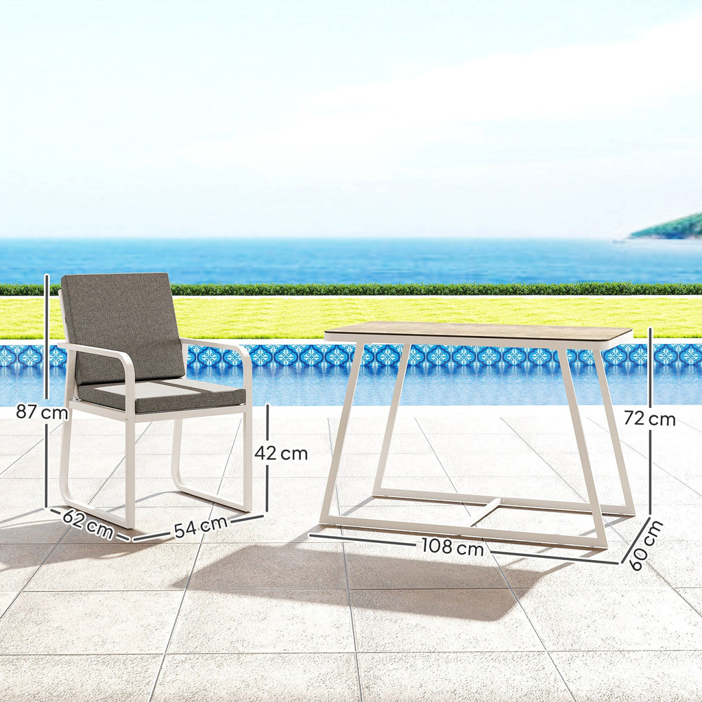 EasyComfort Set 3-delig tuinset met 2 stoelen en tafel, wit