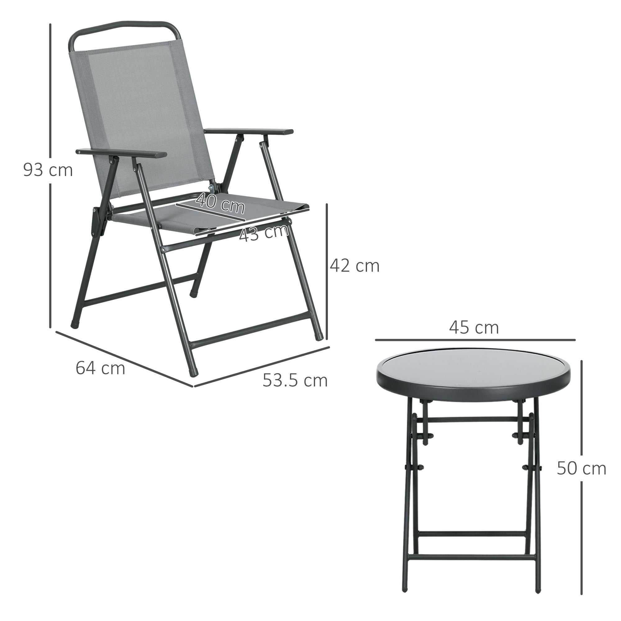 EasyComfort 3-delige tuinset met 2 stoelen en koffietafel Ø45 cm
