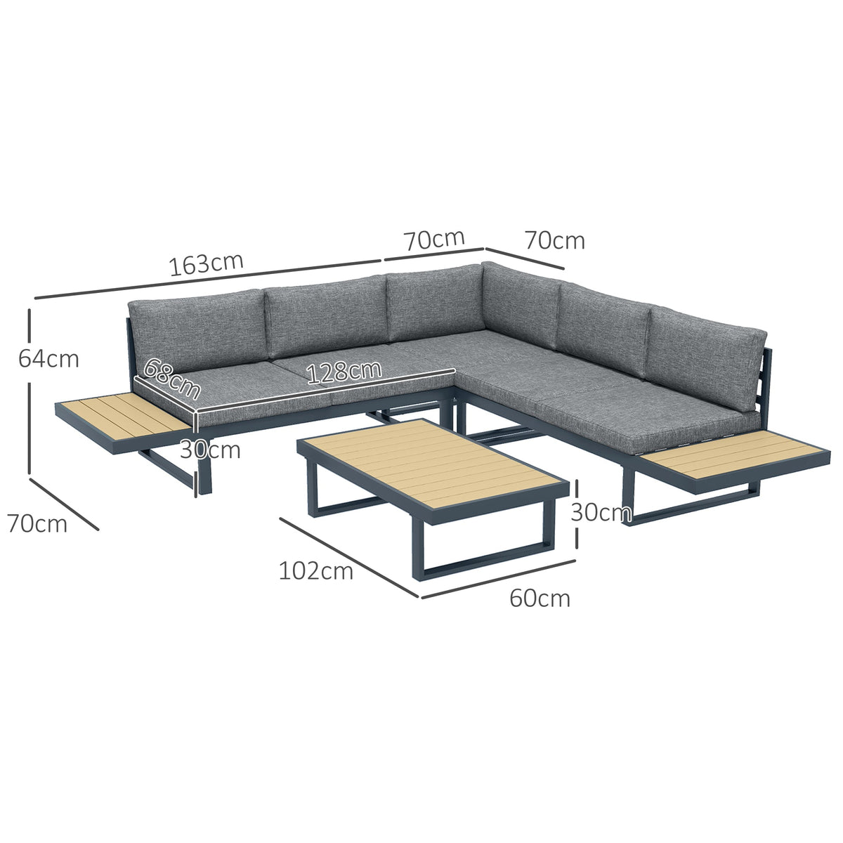EasyComfort Tuinset 4-delig – 2 zitbanken, hoekstoel en salontafel