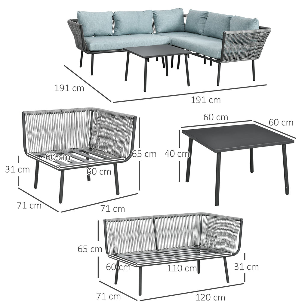 EasyComfort Tuinset 4-delig rattan – 2 hoekbanken, fauteuil en koffietafel