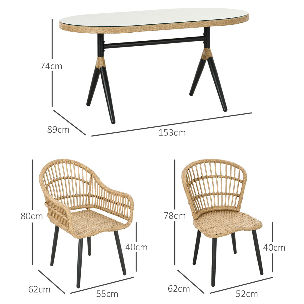 EasyComfort 7-delige tuinset rattan PE met eettafel 153x89x74 cm en 6 stoelen