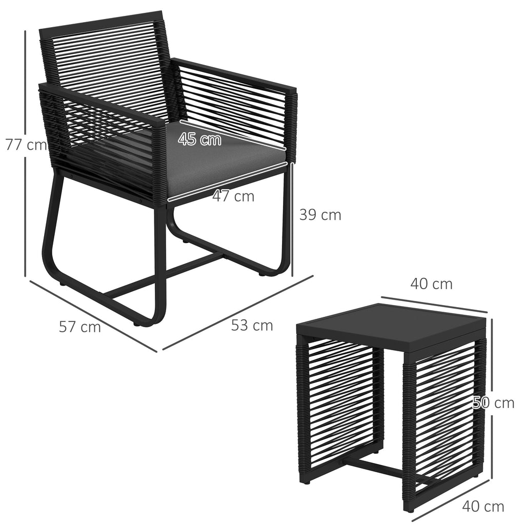 EasyComfort Tuinset rattan 2 fauteuils + salontafel (zwart)