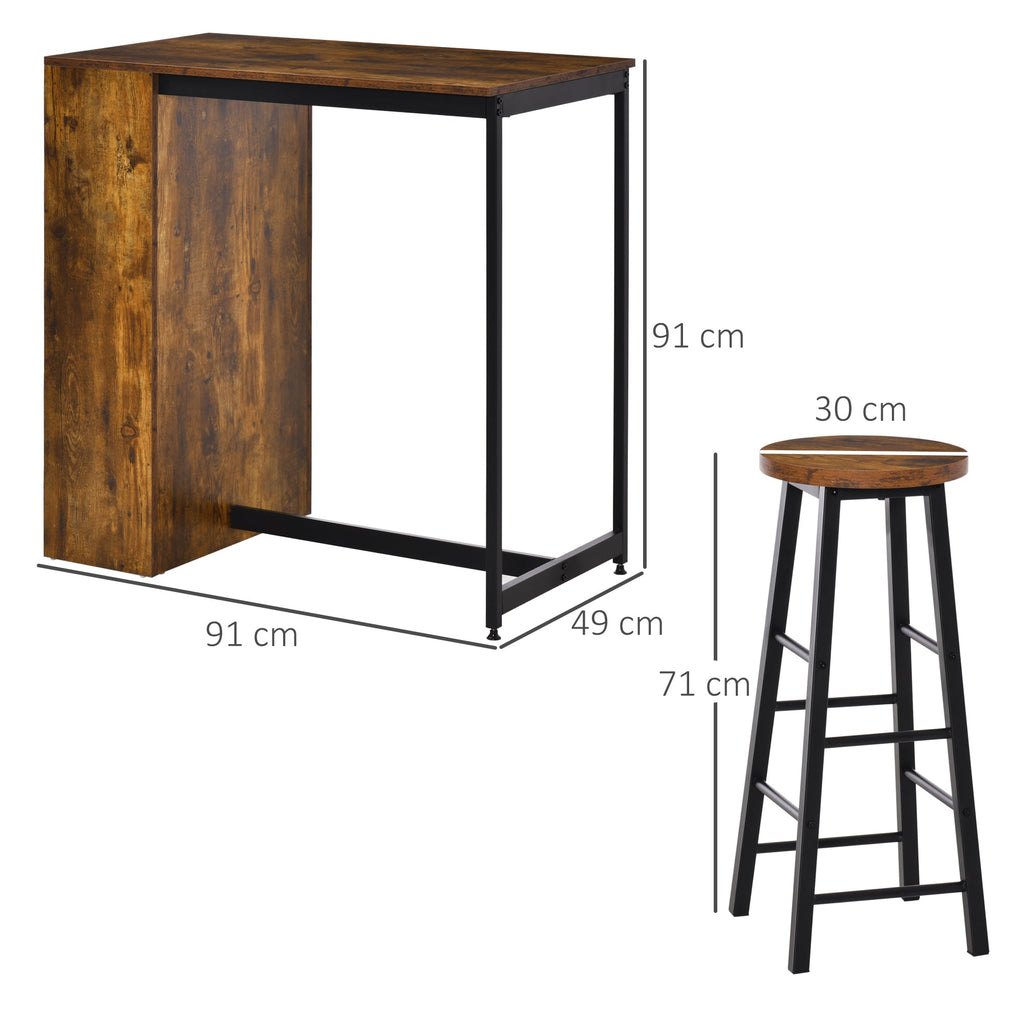 EasyComfort Eettafelset met bar en 2 barkrukken, 3 planken (bruin/zwart)