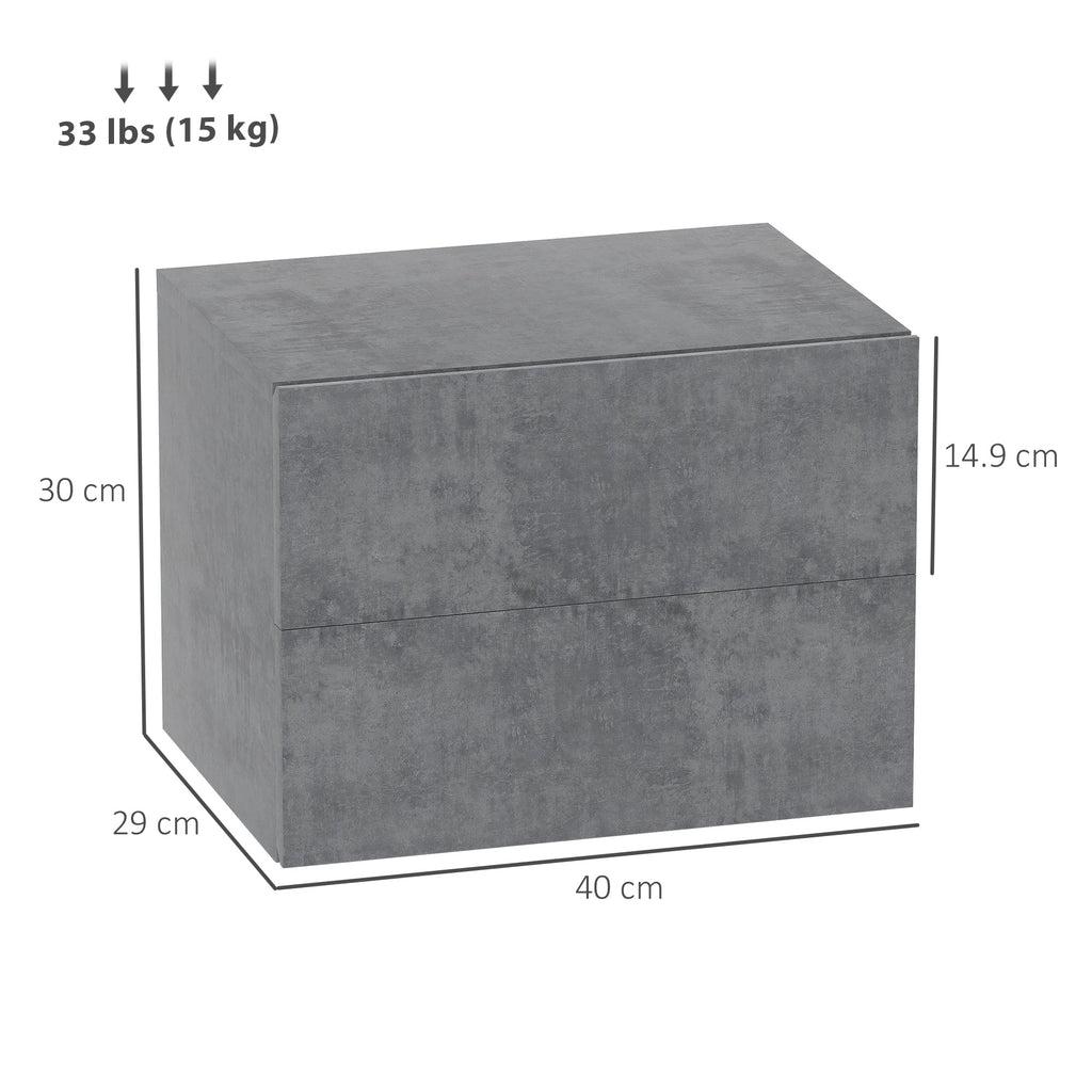 EasyComfort Set van 2 zwevende nachtkastjes, 2 lades, 40x29x30 cm