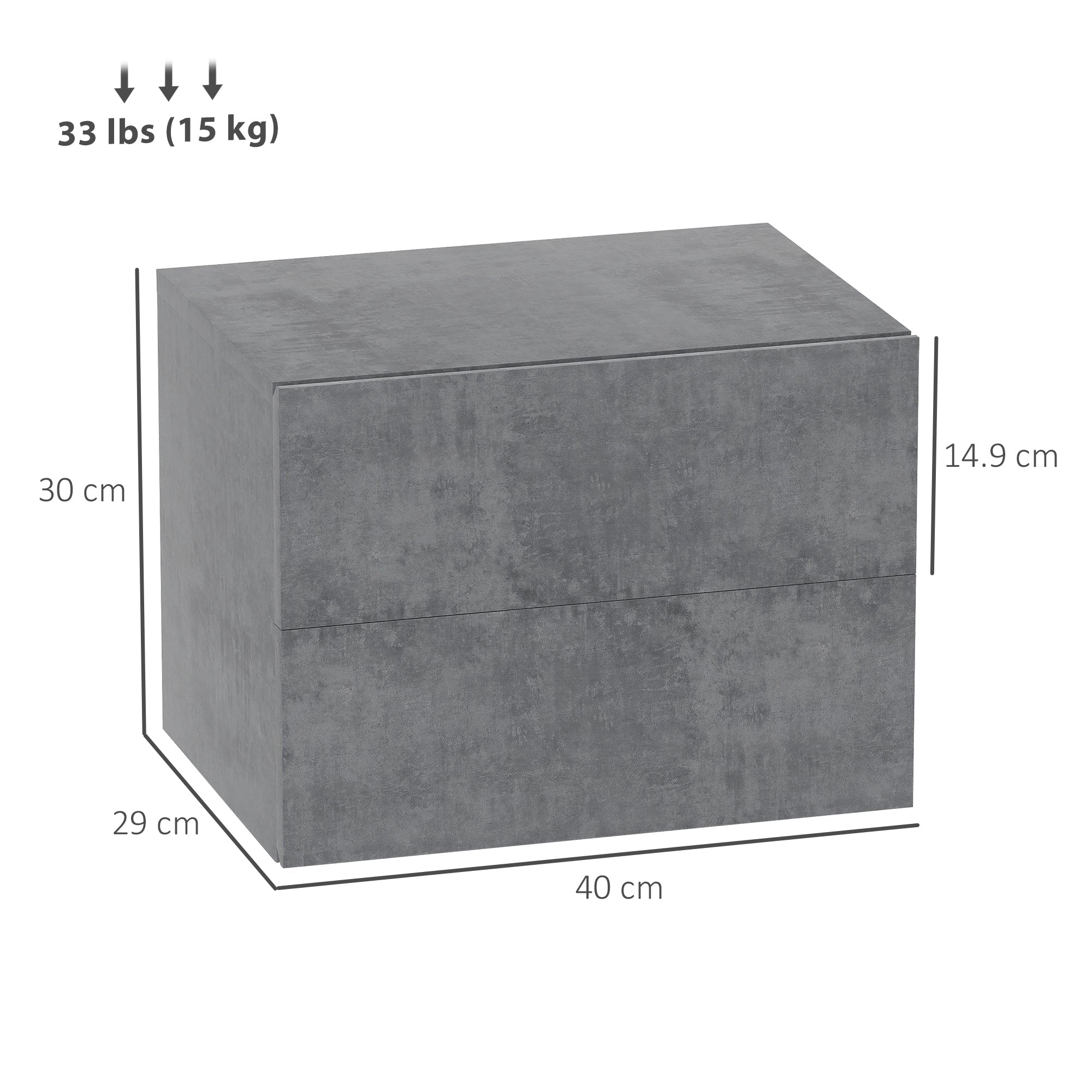 EasyComfort Set van 2 zwevende nachtkastjes, 2 lades, 40x29x30 cm