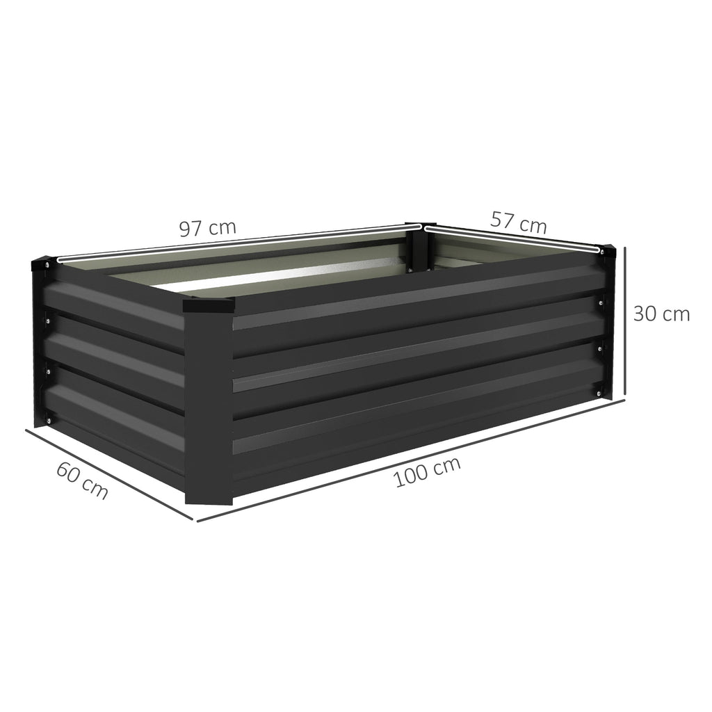 EasyComfort Set di 2 Letti per Orto Rialzato with Fondo Aperto in Acciaio Galvanizzato, 100x60x30cm, Grigio
