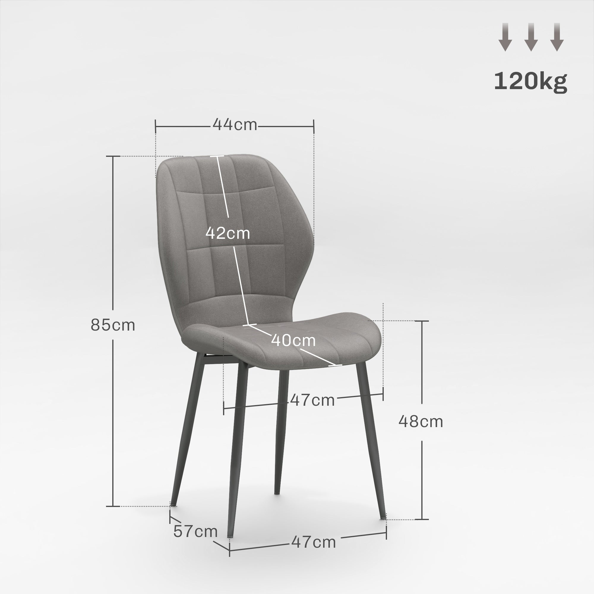 EasyComfort Set di 4 Sedie da Pranzo Moderne per Cucina e Soggiorno with Rivestimento in Flanella, Grigio