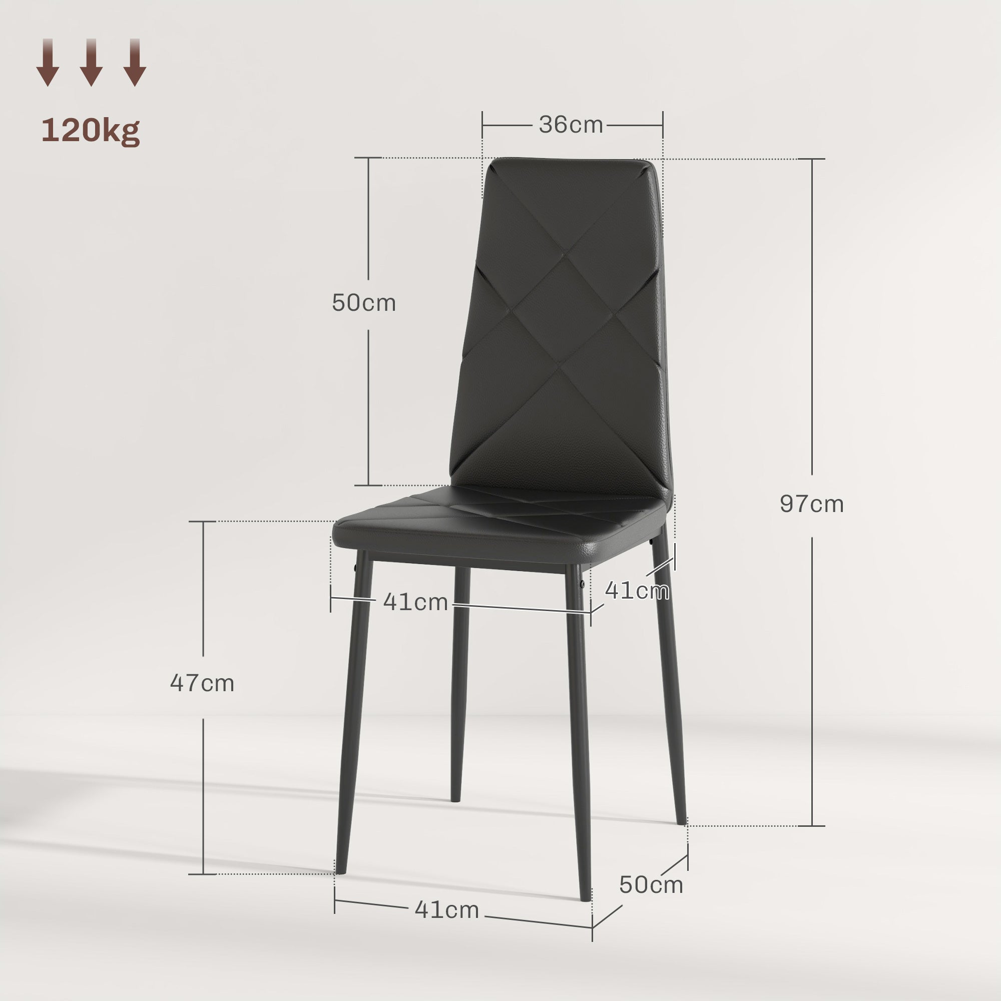 EasyComfort Set van 6 eetkamerstoelen hoge rug 41x50x97 cm, zwart