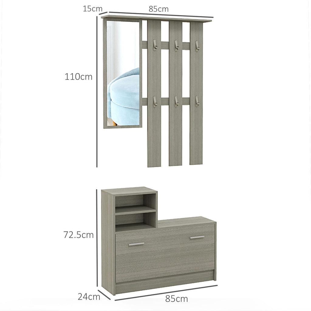 EasyComfort Set Mobili da Ingresso halmeubelset 4‑in‑1 met schoenenbank voor 8 paar
