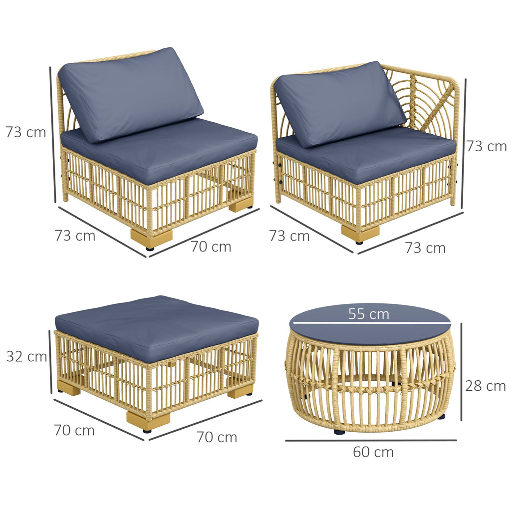 EasyComfort Tuinloungeset 5-delig rattan, grijs