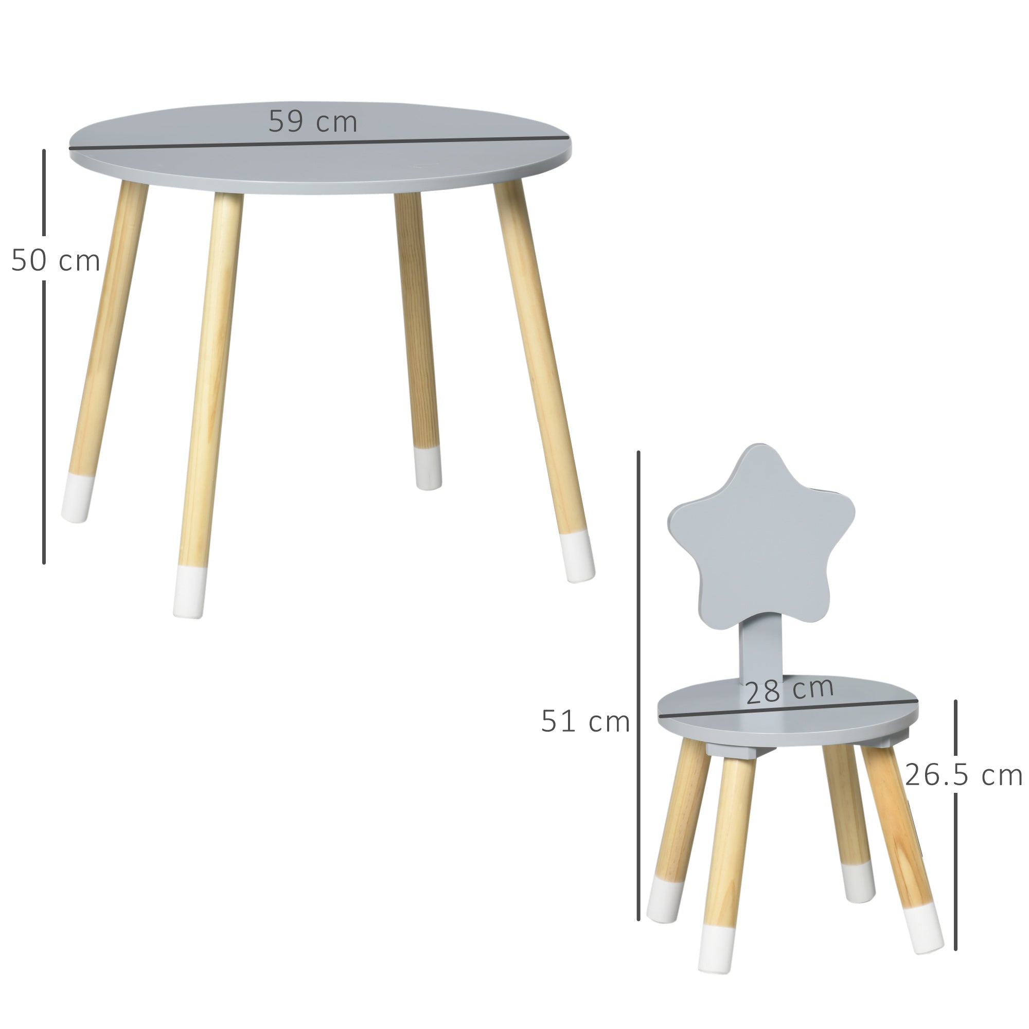 EasyComfort set tafeltje met 2 kinderstoelen, 3-delig, 18 maanden–4 jaar, grijs