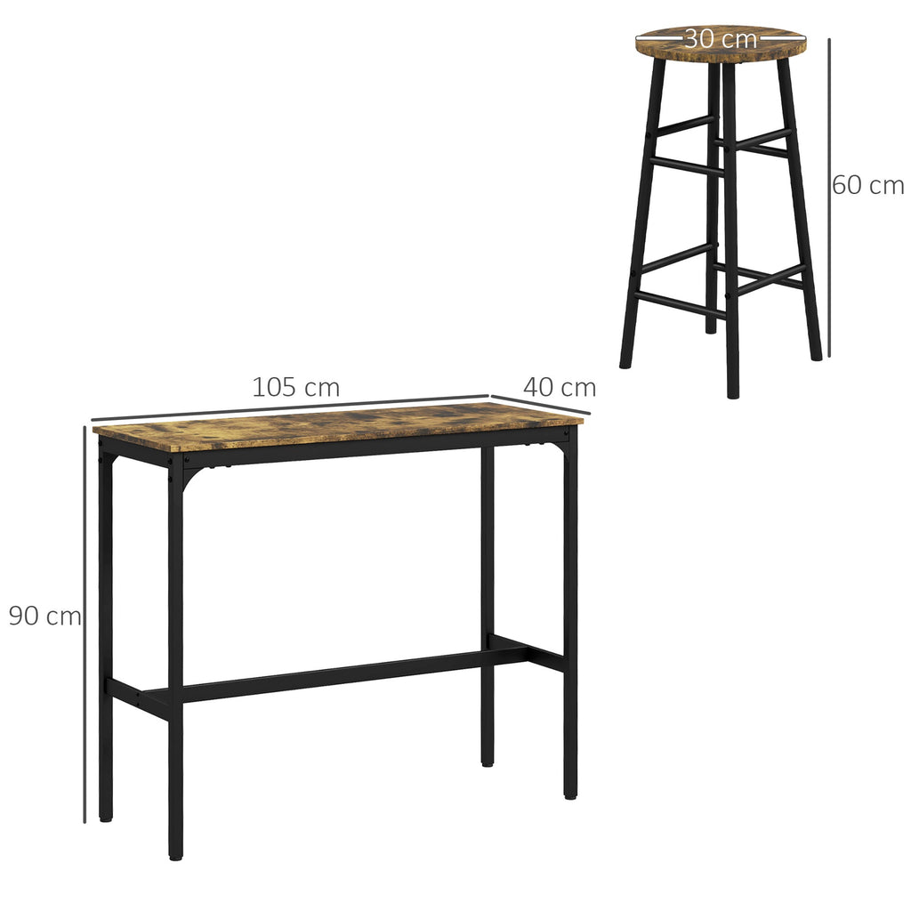 EasyComfort 5-delig barset met tafel en 4 krukken, zwart/bruin