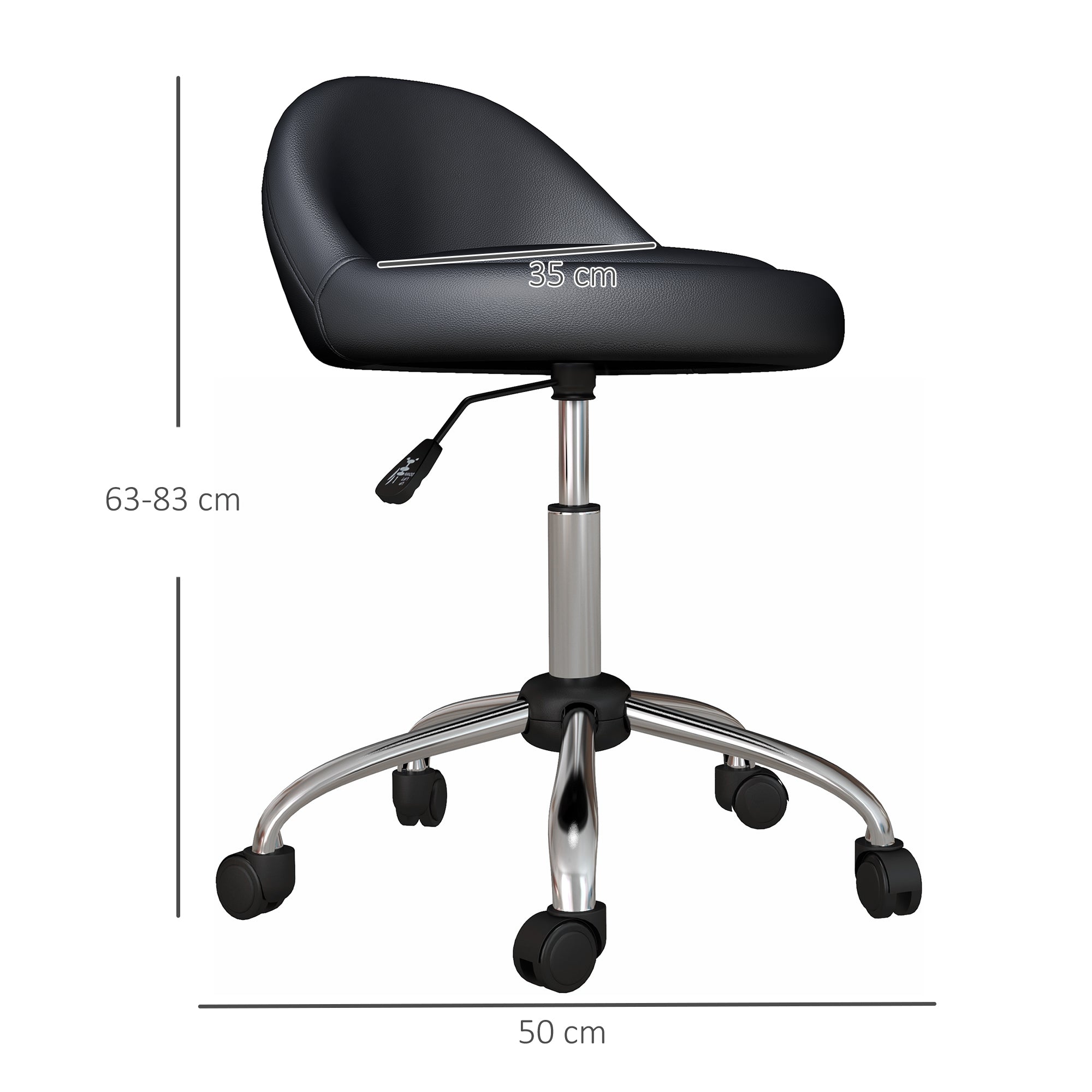 EasyComfort Sgabello with Ruote, Seduta Girevole, Altezza Regolabile e Rivestimento in Finta Pelle PU, black