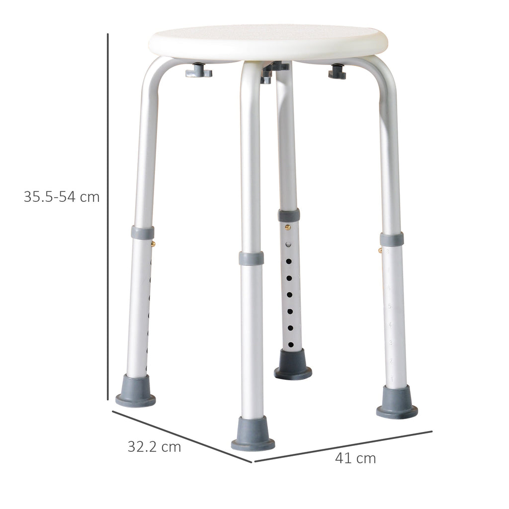 Easycomfort Sgabello da Doccia per Anziani with Ausilio Rotondo, Sedia da Bagno per Disabili with Altezza Regolabile 8 Posizioni, Piedini Antiscivolo, in Alluminio e PE, white