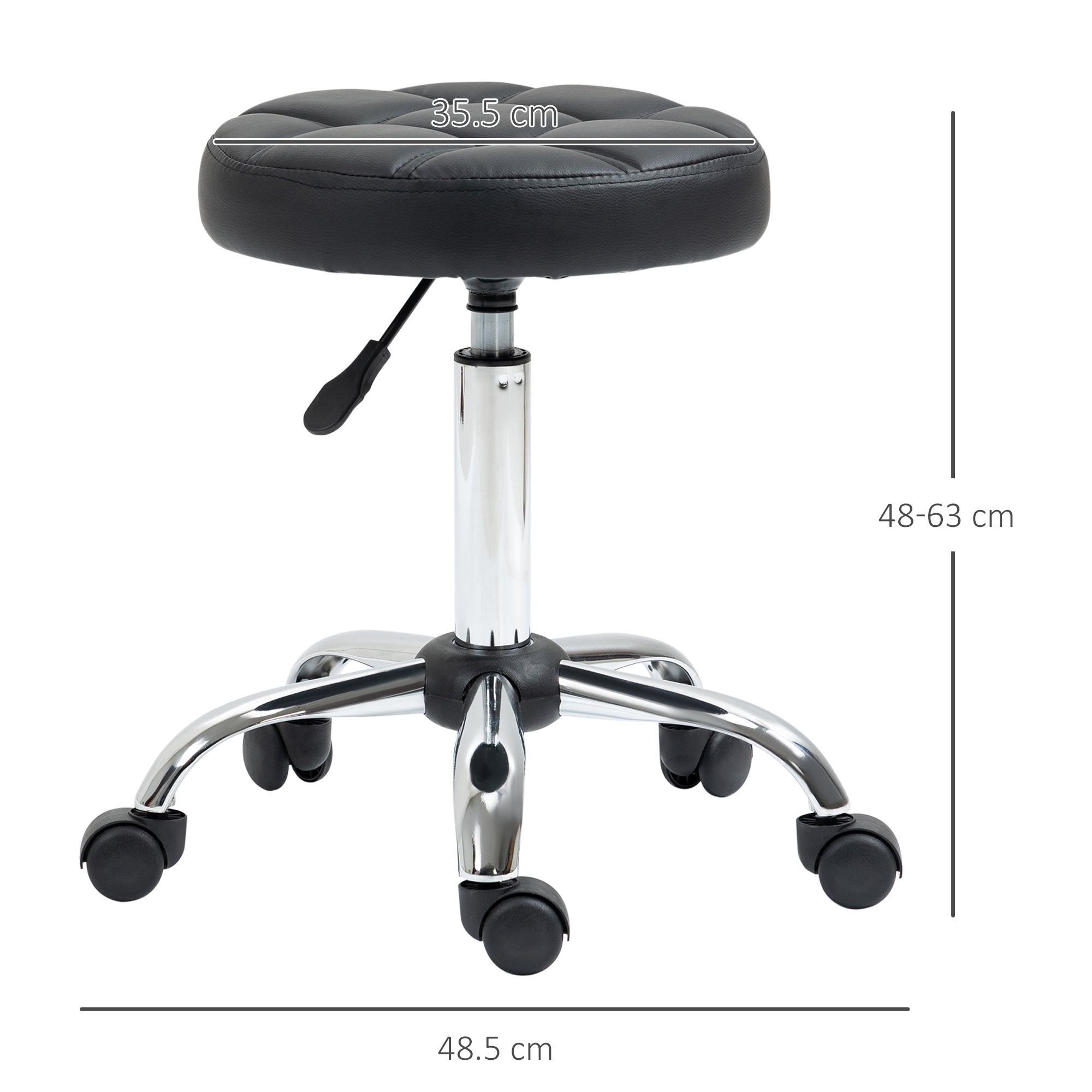 EasyComfort Sgabello Girevole Rotondo with Ruote, Altezza Regolabile e Rivestimento in Finta Pelle, black