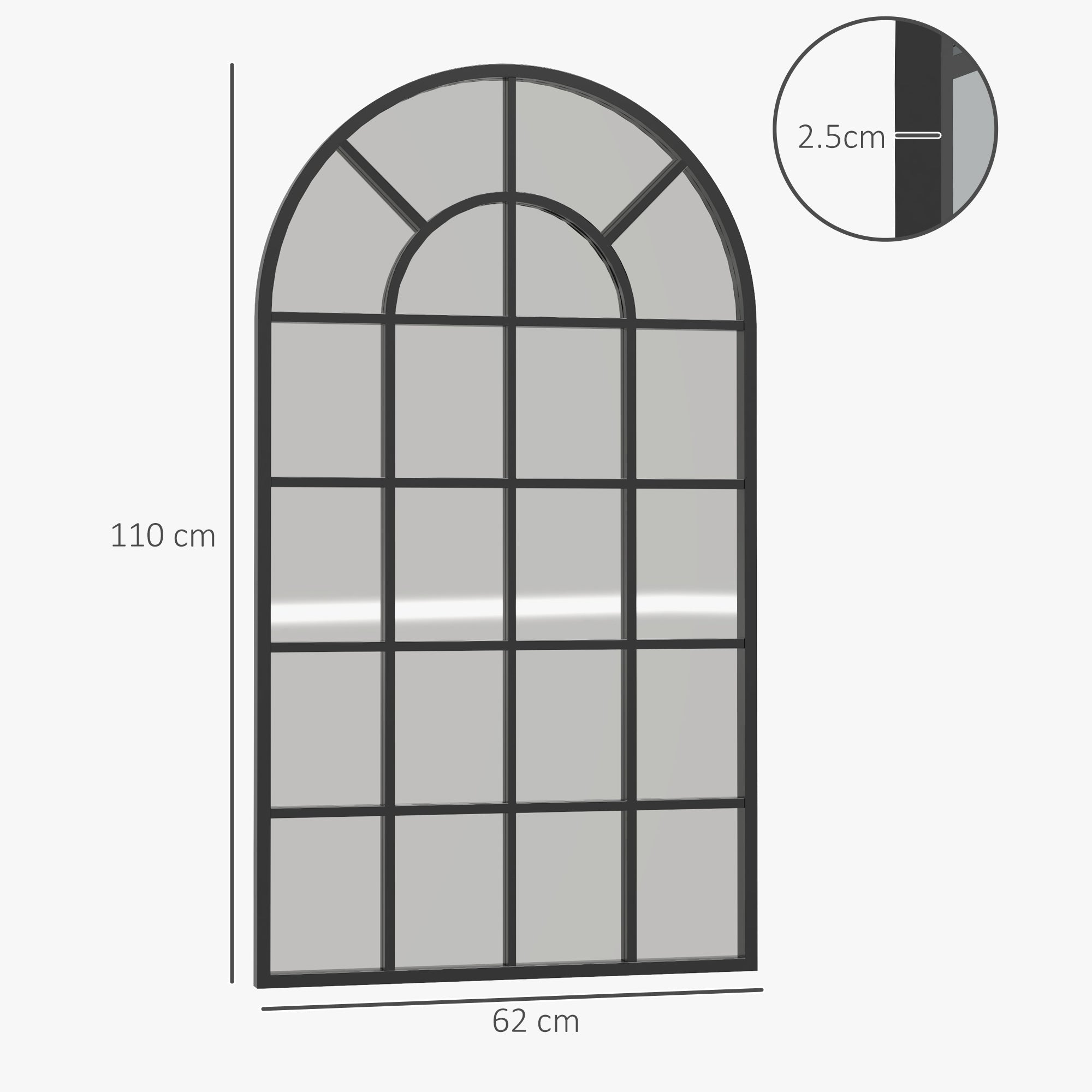 EasyComfort Specchio ad Arco Wandspiegel 62x110 cm zwart