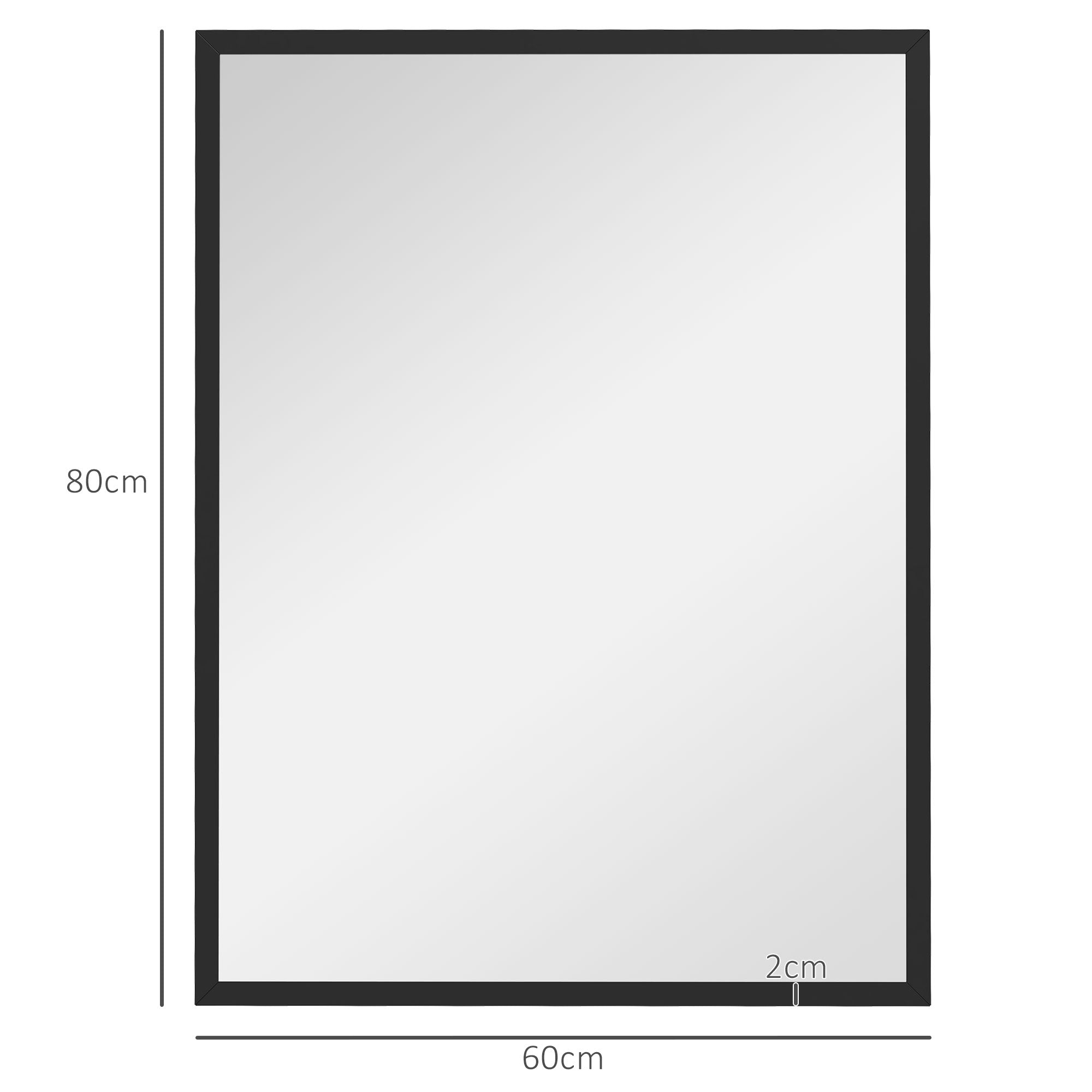 EasyComfort Wandspiegel rechthoekig 60x80 cm zwart met ophanghaken