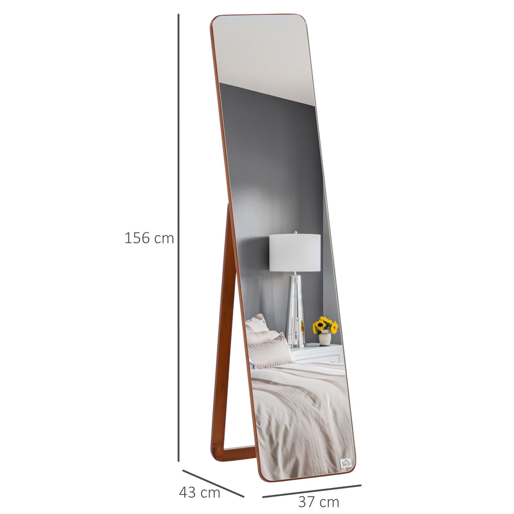 EasyComfort Staande en wandspiegel met houten frame 37x43x156 cm, lichte noten
