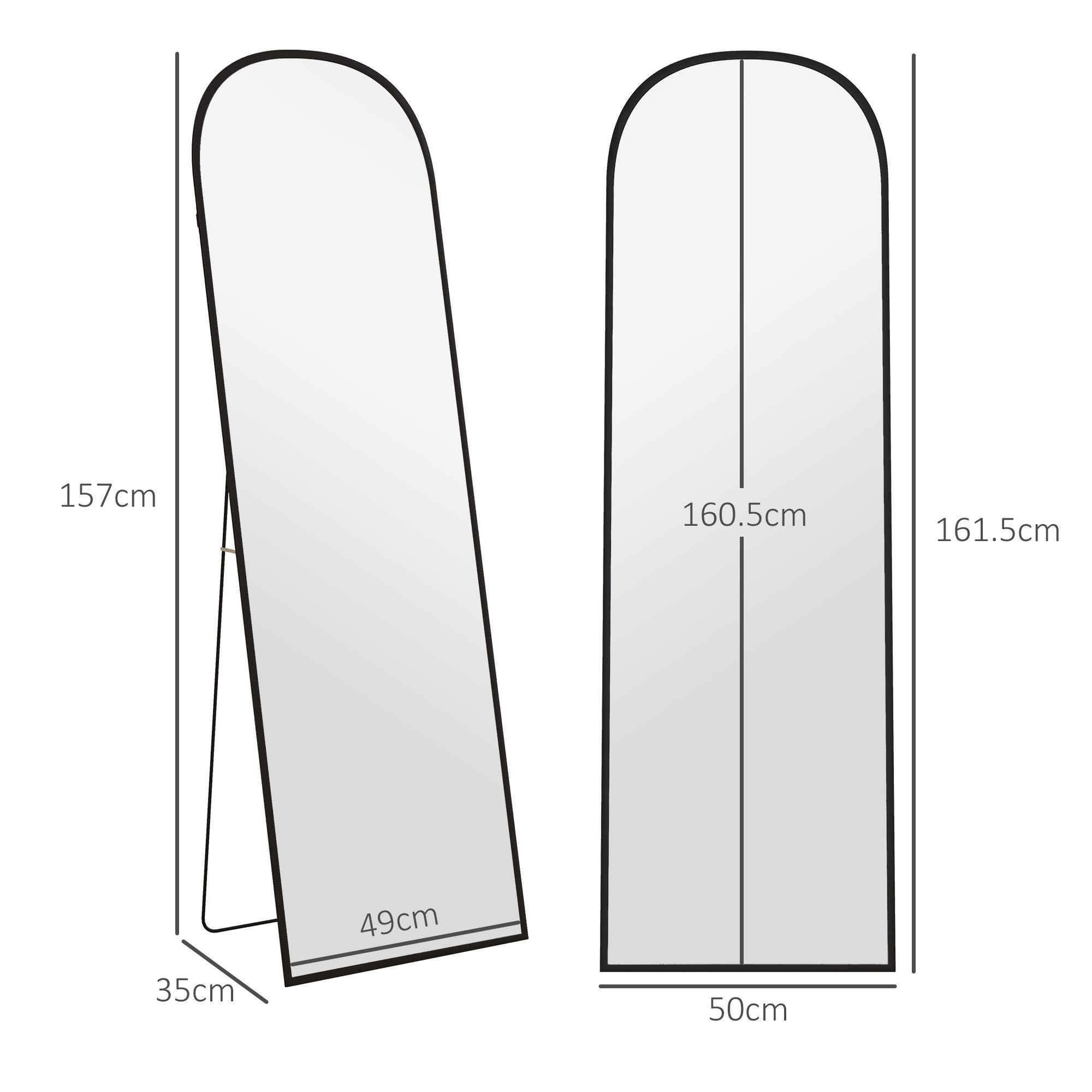EasyComfort Spiegel vrijstaand/wand 50x161.5 cm, zwart