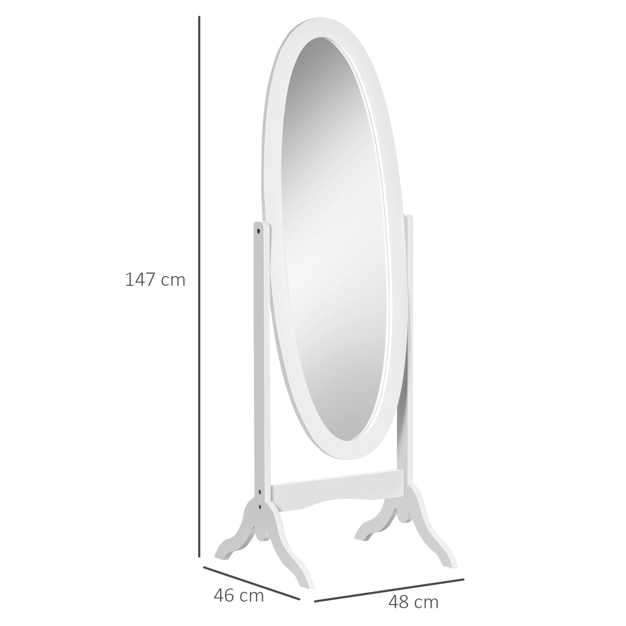 EasyComfort Staande spiegel ovaal 47.5x45.5x154.5cm wit
