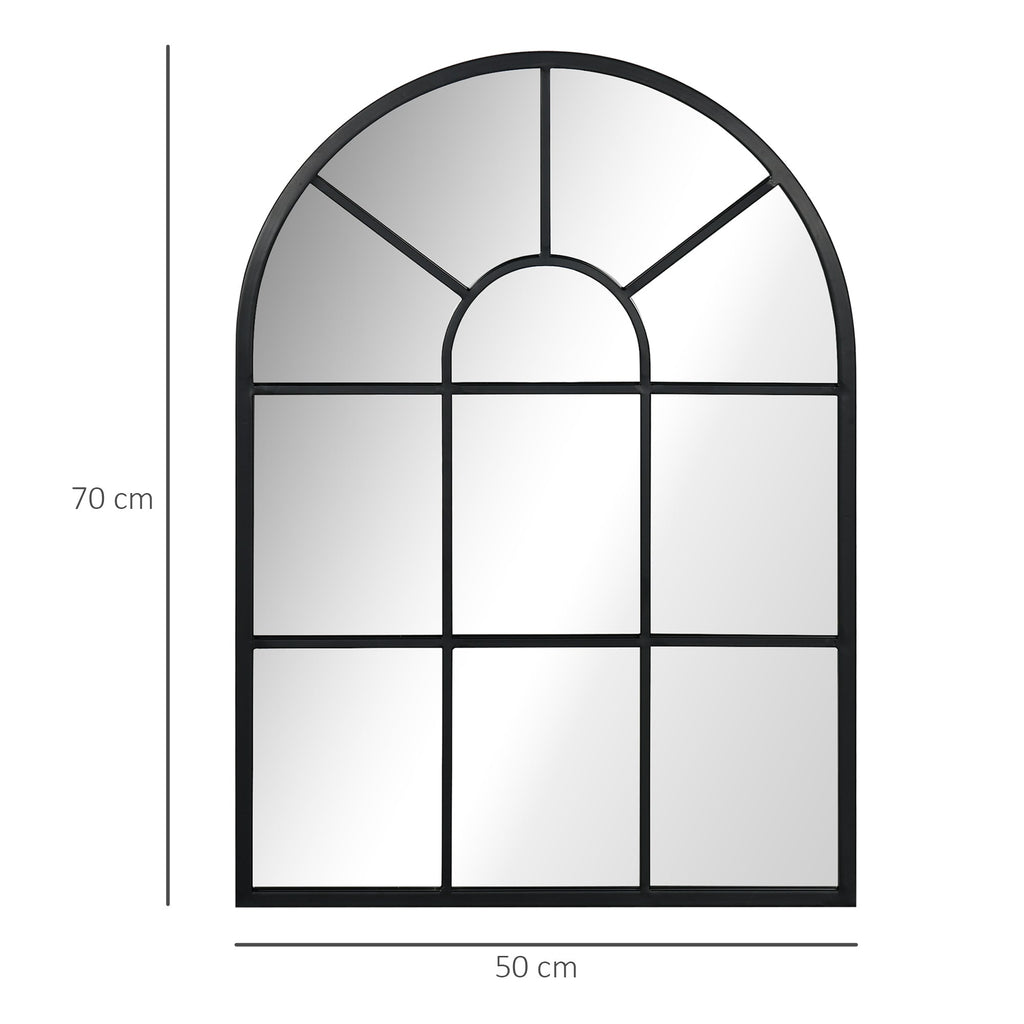 Easycomfort Specchio Moderno wall-mounted e a forma di Arco 70x50 cm per Camera da Letto e Soggiorno, in Metallo black e Vetro