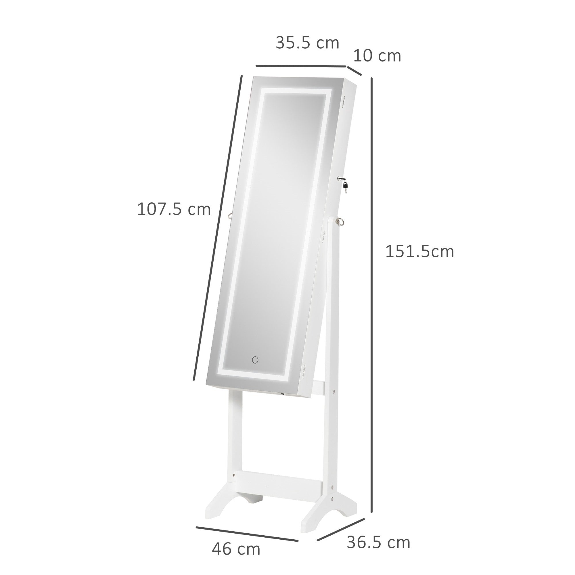 EasyComfort staande sieradekast met LED-verlichting 46x36.5x151.5 cm