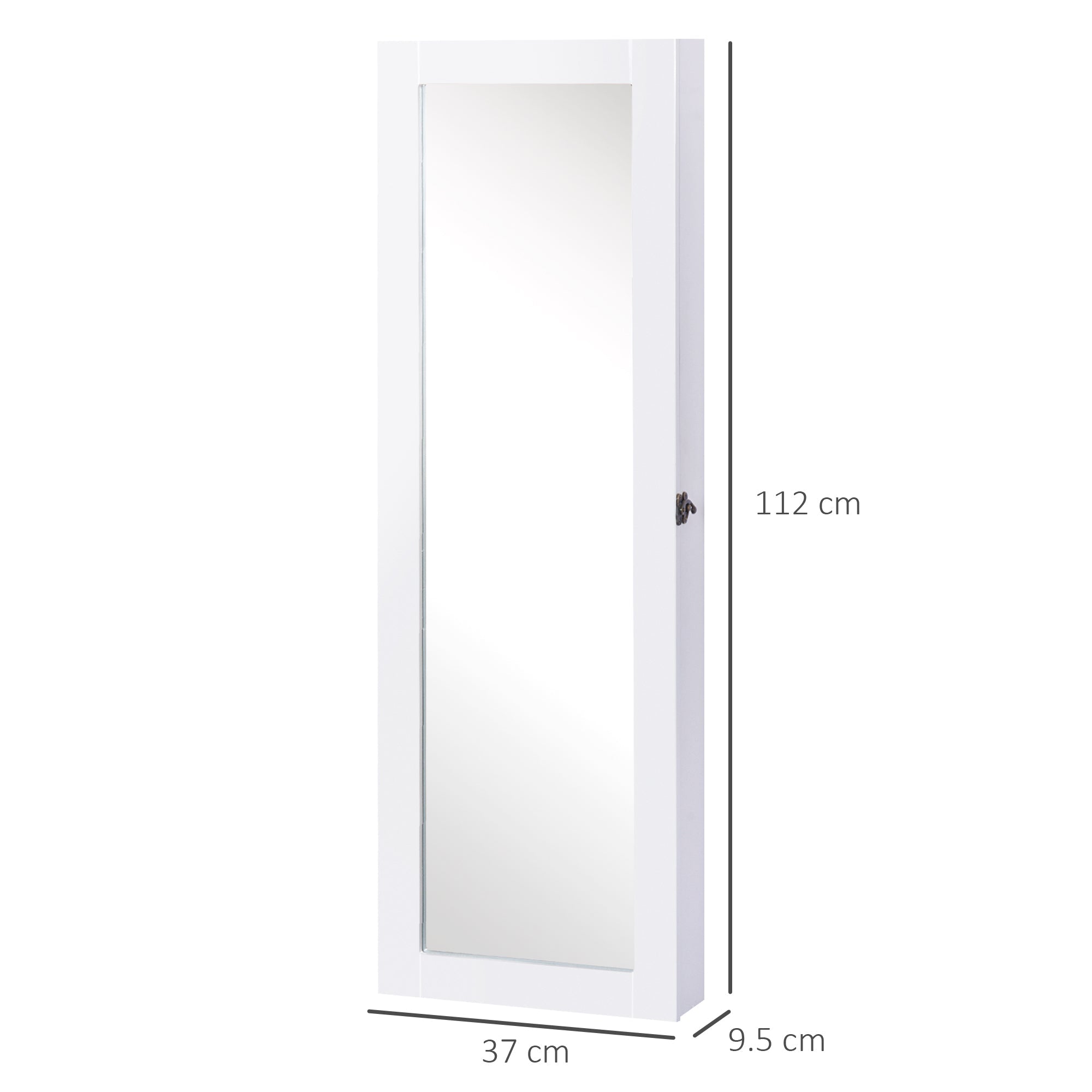 EasyComfort Spiegel-sieradenkast aan de muur 37x9.5x112 cm wit