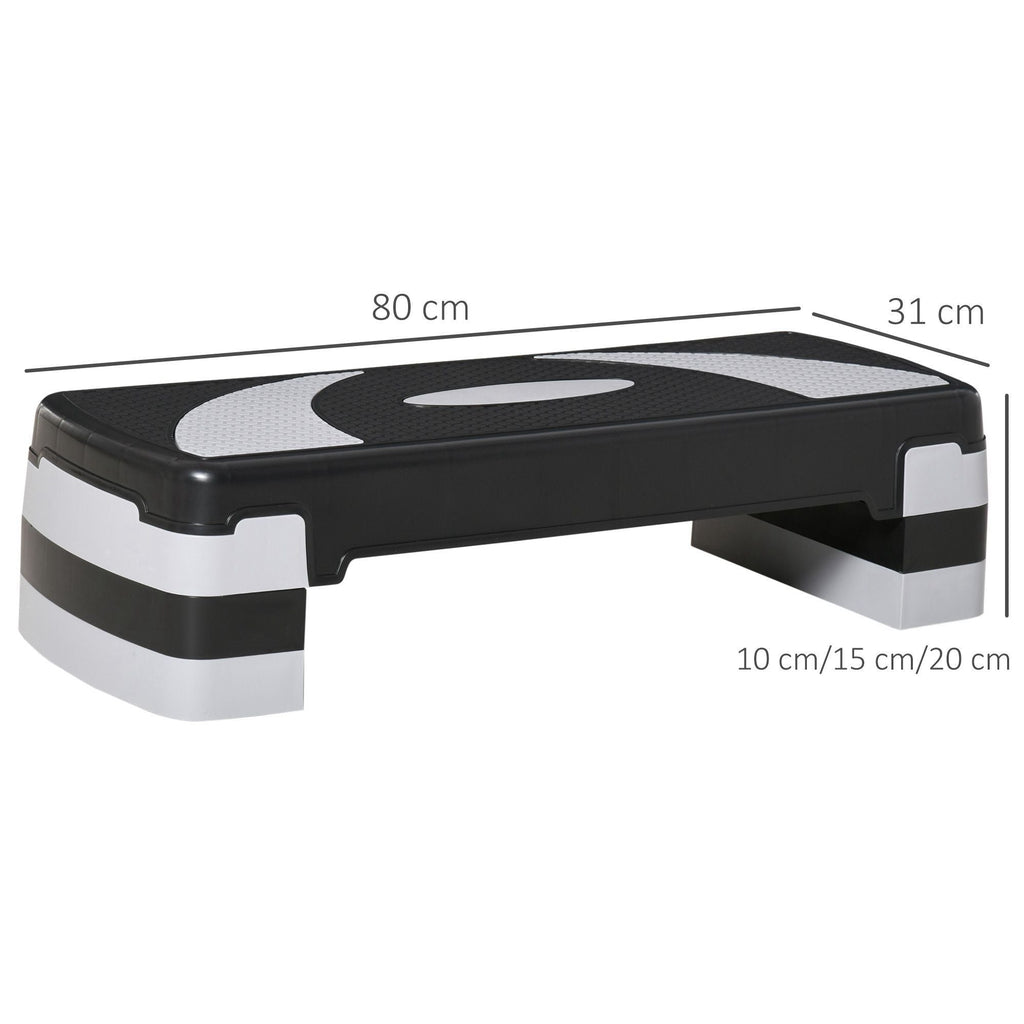 EasyComfort Stepper verstelbaar 10-15-20 cm antislip zwart/grijs