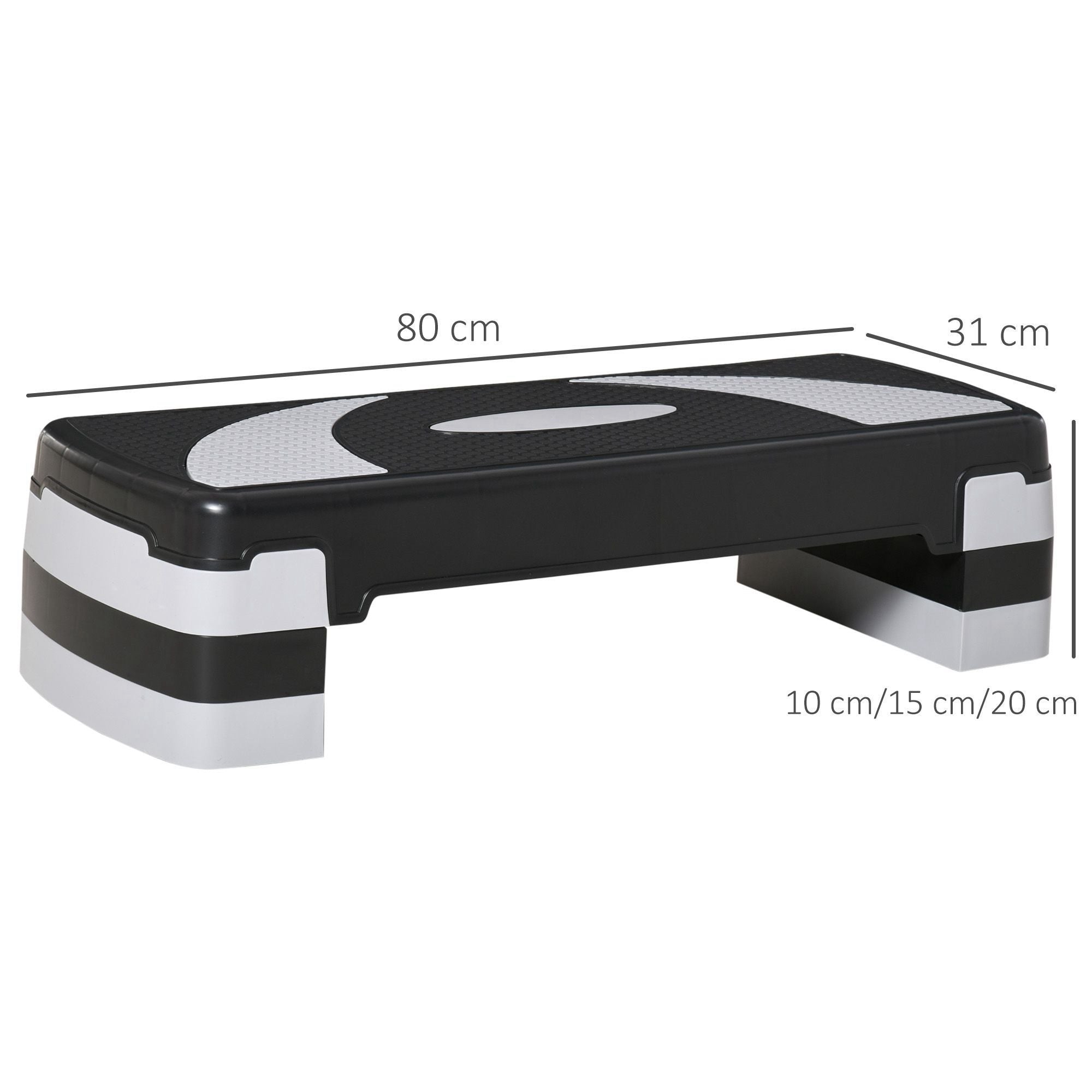 EasyComfort Stepper verstelbaar 10-15-20 cm antislip zwart/grijs