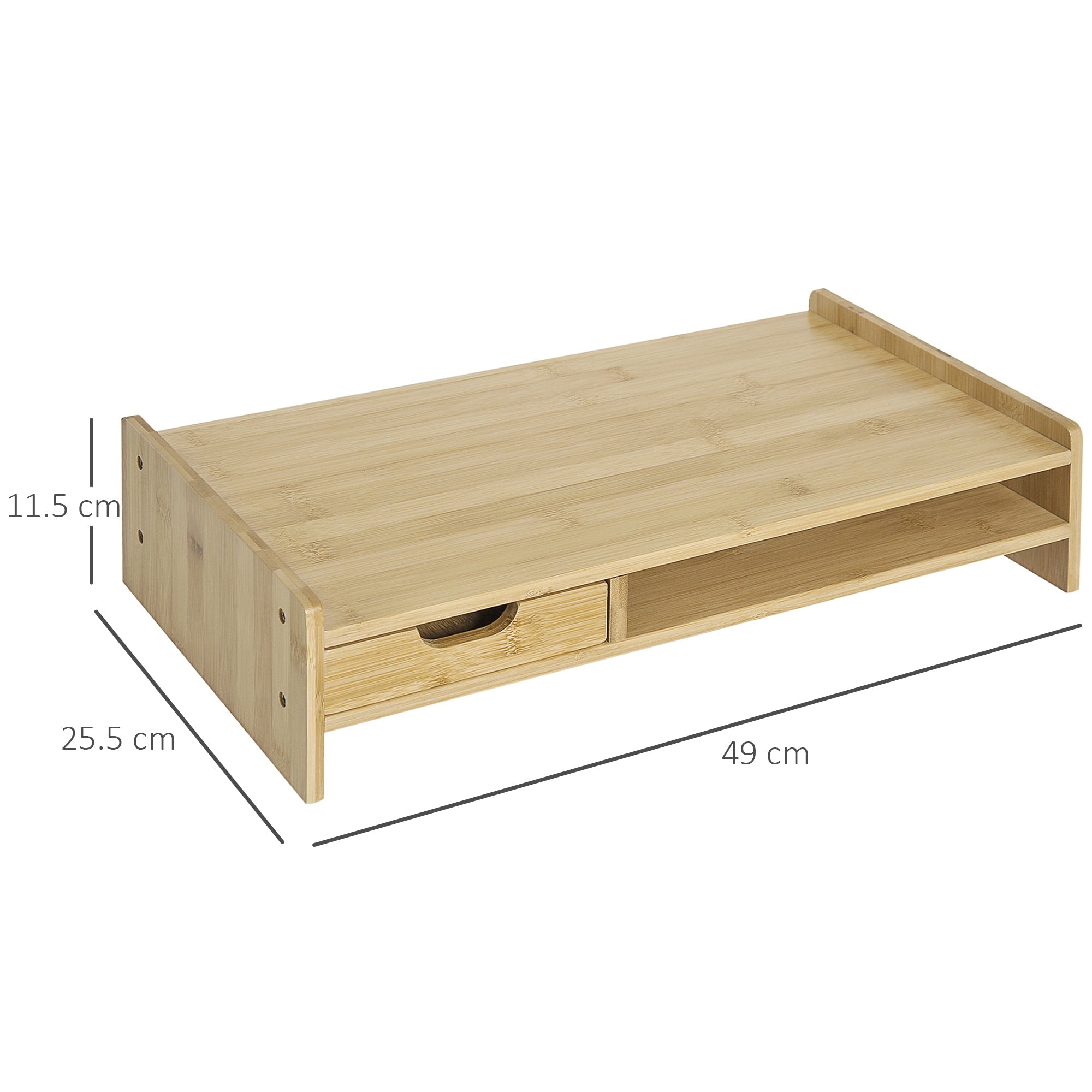 EasyComfort Monitorstandaard met lade en toetsenbordruimte, bamboe 49x25.5x11.5 cm