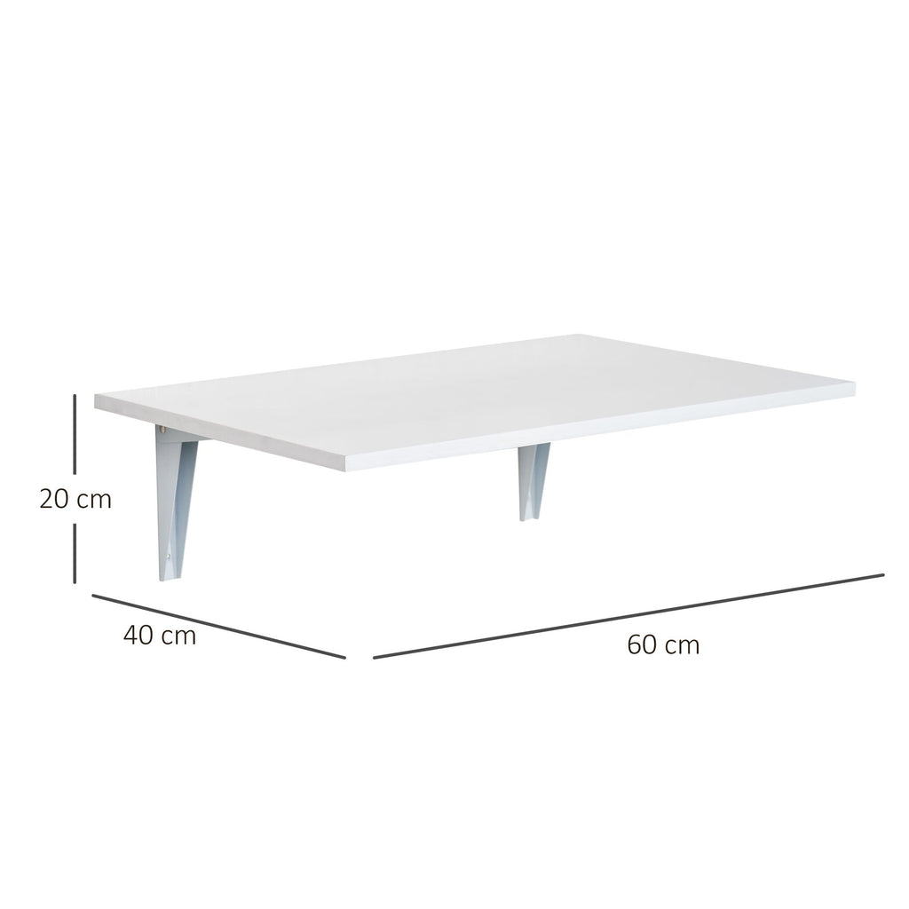 Easycomfort Tavolino a Muro Pieghevole Salvaspazio in MDF e Telaio in Metallo, per Cucina Salotto, white, 60x40x20cm