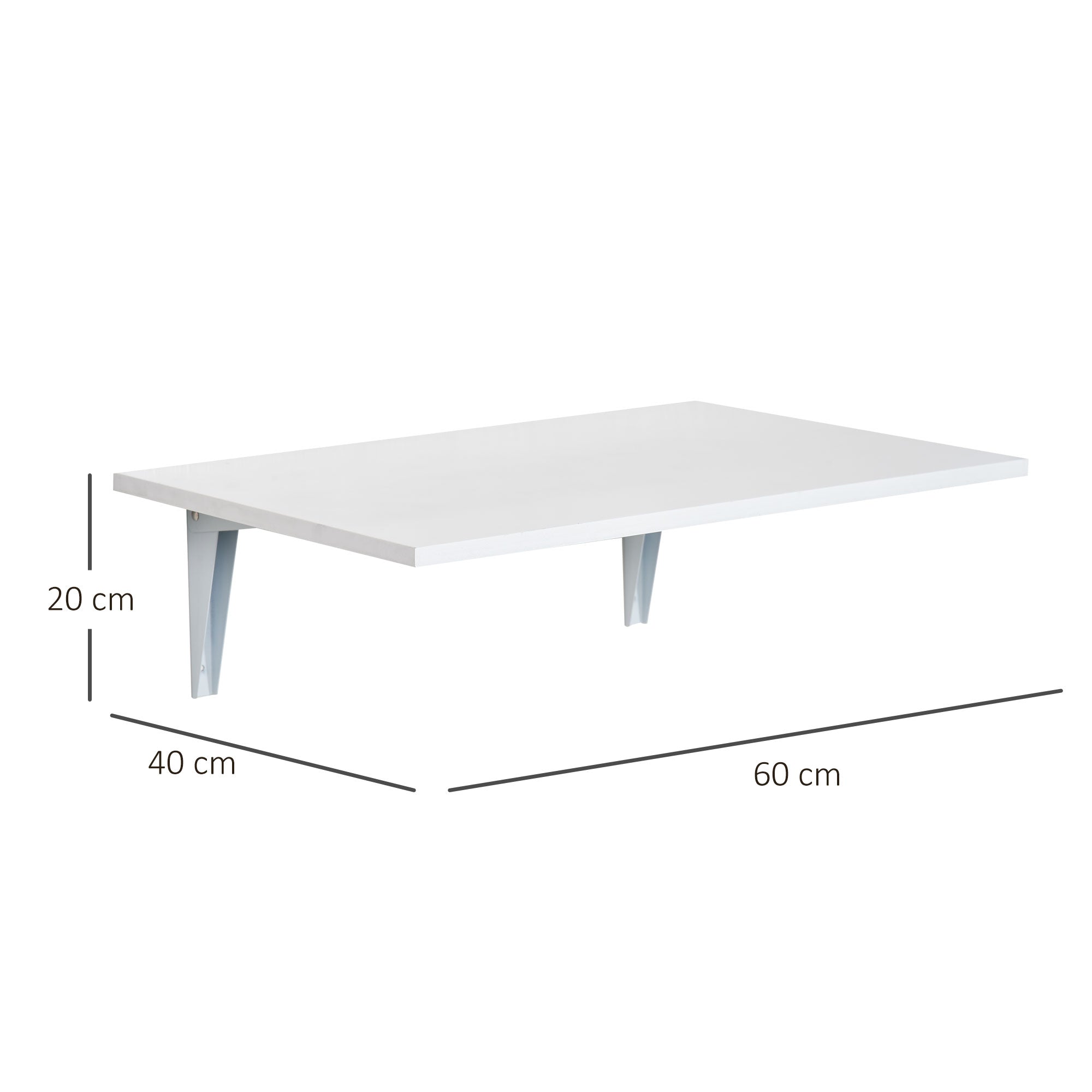 Easycomfort Tavolino a Muro Pieghevole Salvaspazio in MDF e Telaio in Metallo, per Cucina Salotto, white, 60x40x20cm
