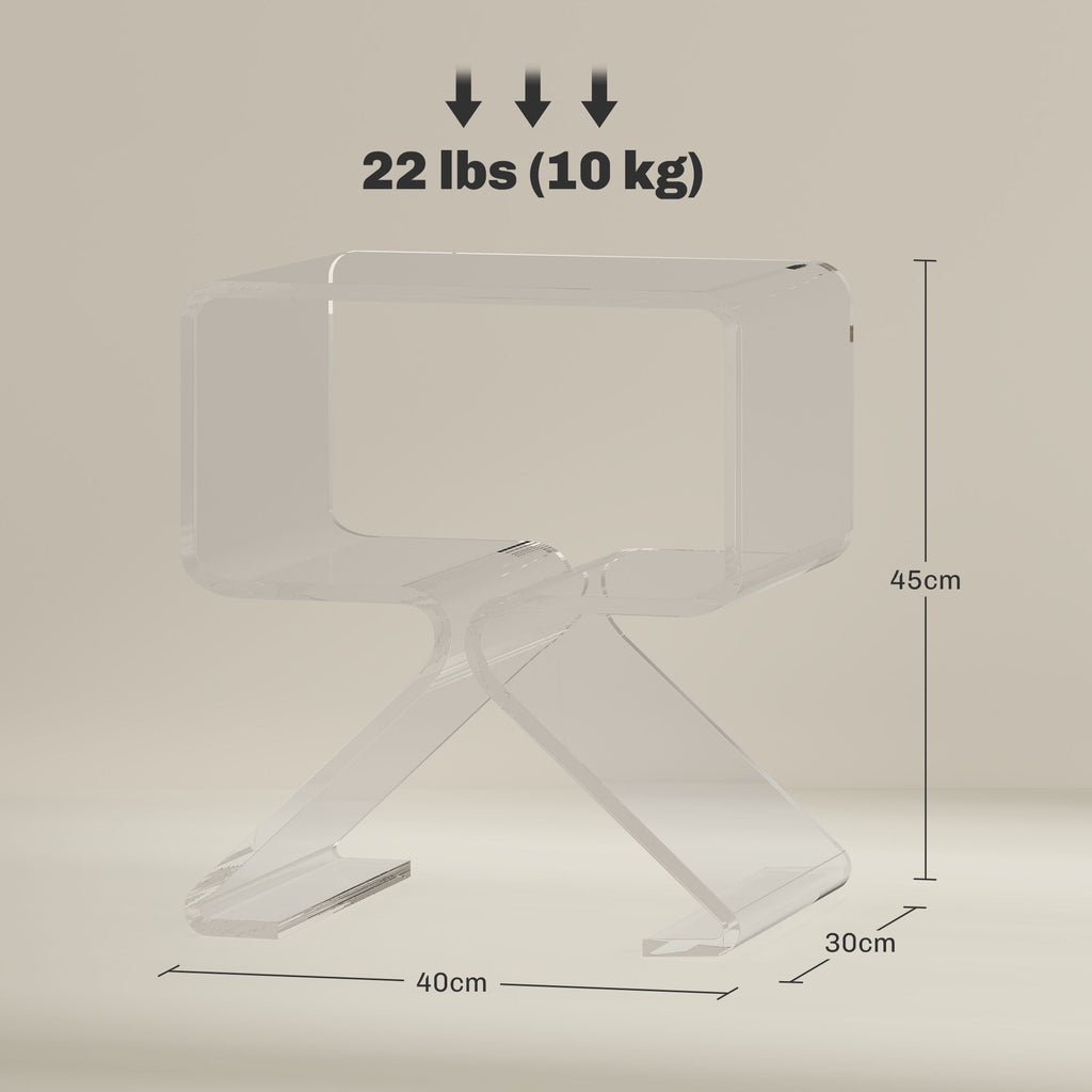 EasyComfort Tavolino Basso Geometrico a 2 Livelli in Acrilico with Gambe Triangolari, 40x30x45 cm, Trasparente