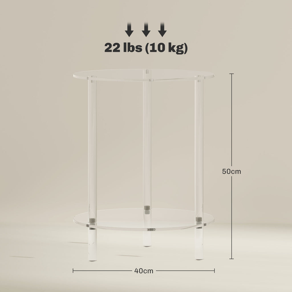 EasyComfort Tavolino Basso Rotondo bijzettafel, 2 niveaus Ø40x50 cm