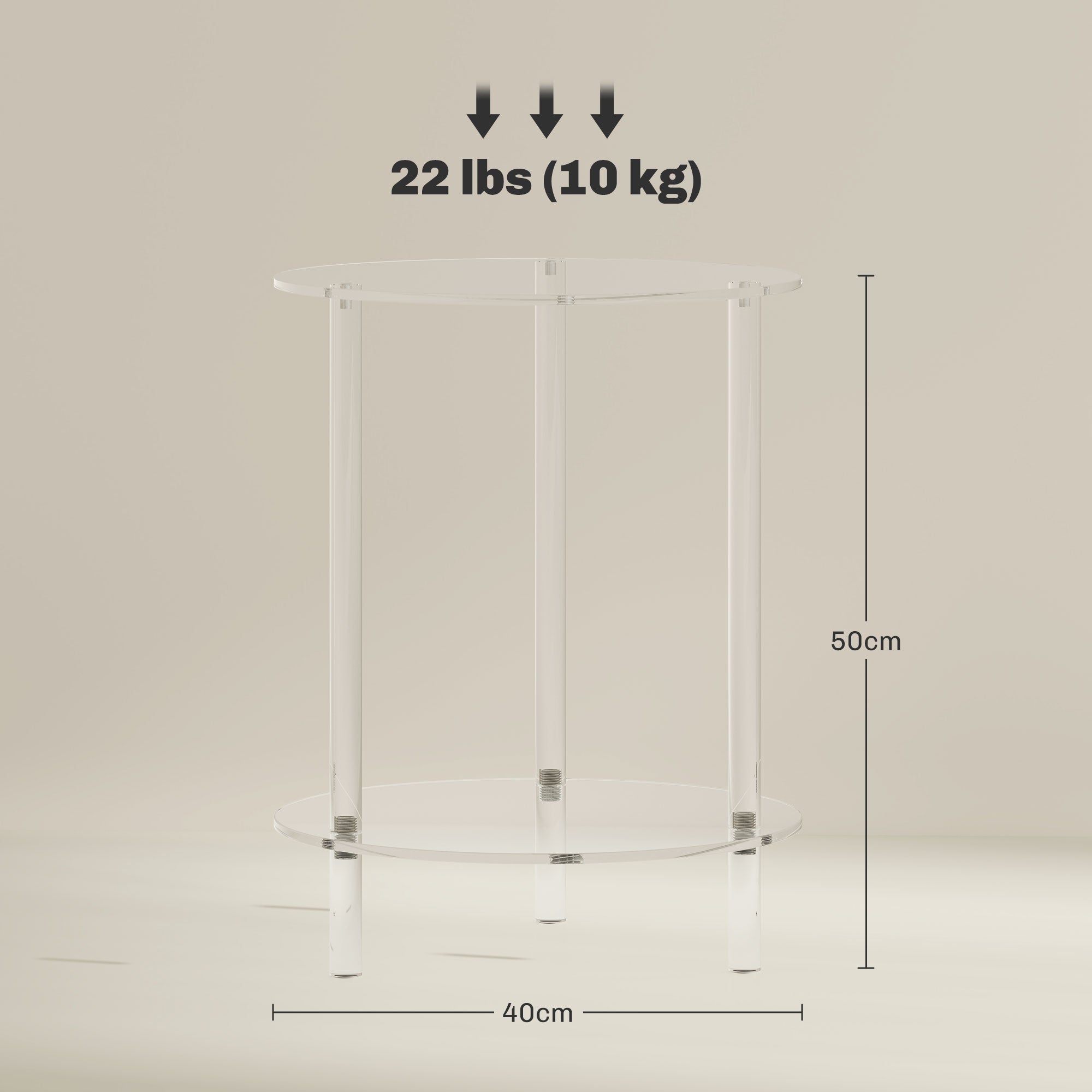 EasyComfort Tavolino Basso Rotondo bijzettafel, 2 niveaus Ø40x50 cm