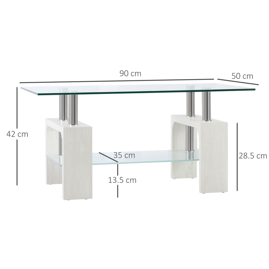 EasyComfort 2-laags salontafel 90x50x42 cm wit