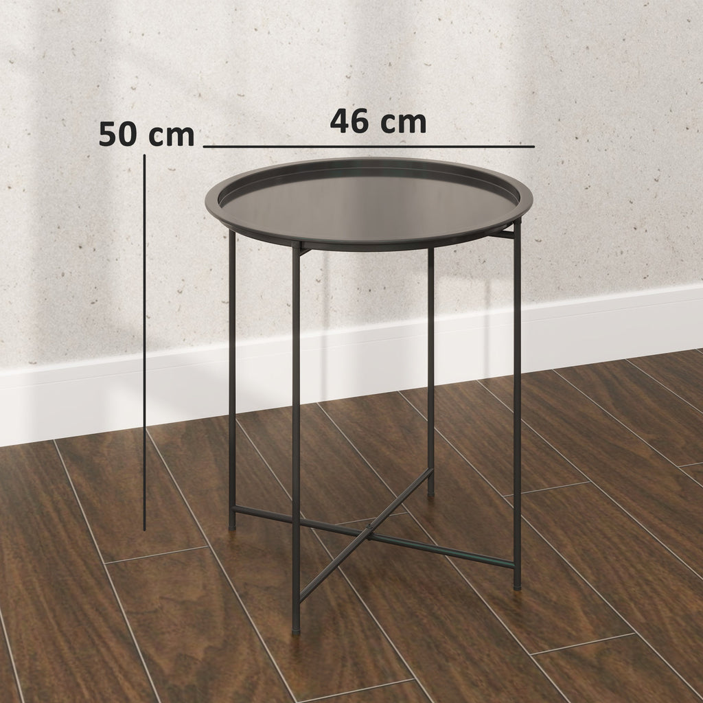 EasyComfort Tavolino da Giardino buitentafel Ø46 x 50A cm zwart