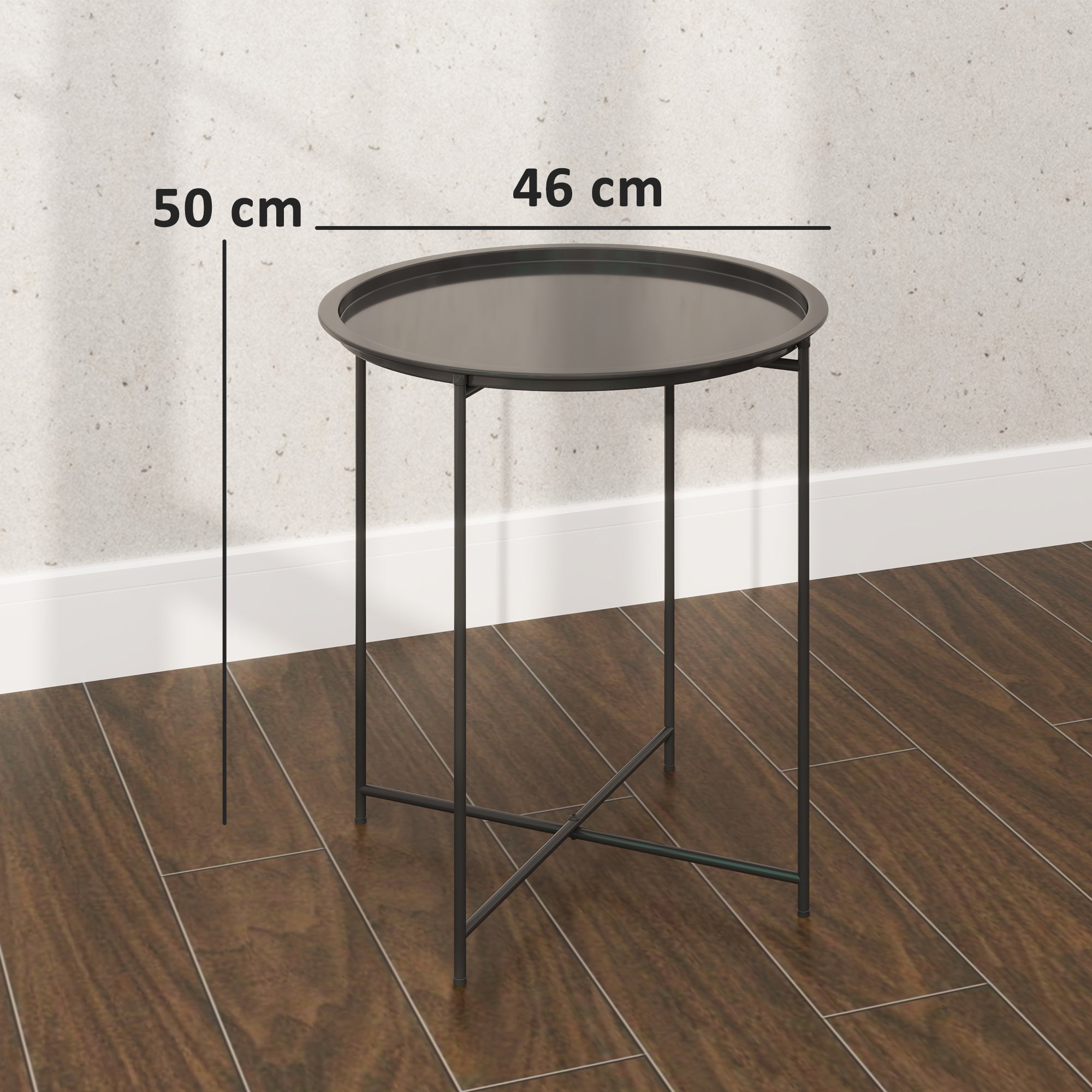 EasyComfort Tavolino da Giardino buitentafel Ø46 x 50A cm zwart