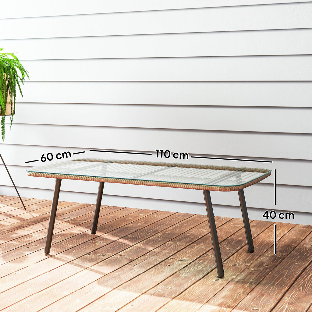 EasyComfort Rattan tuintafel 110x60x40 cm houtlook