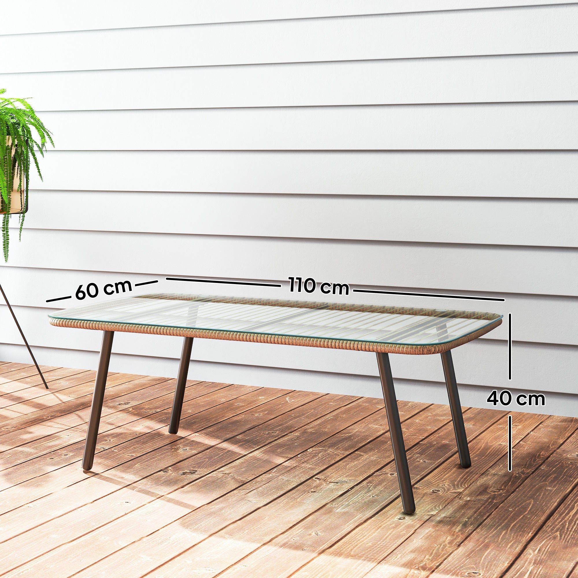 EasyComfort Rattan tuintafel 110x60x40 cm houtlook