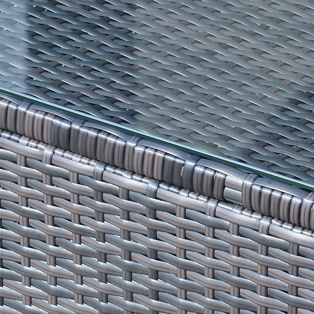 Easycomfort Tavolino da Giardino in Vetro Temperato 5mm Rettangolare Esterno Rattan 85 x 50 x 39 cm Marrone
