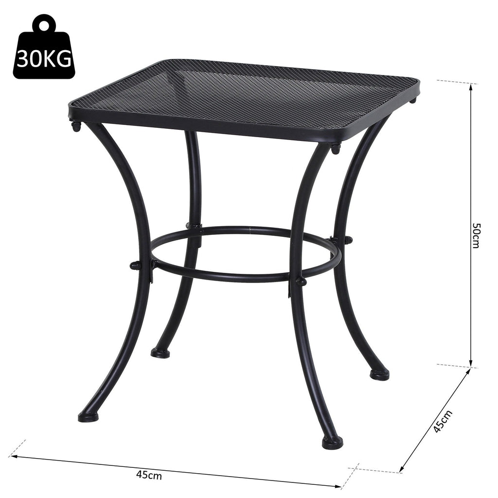 EasyComfort Tavolino da Giardino Quadrato in Acciaio with Piano Traforato, 45x45x50 cm, black